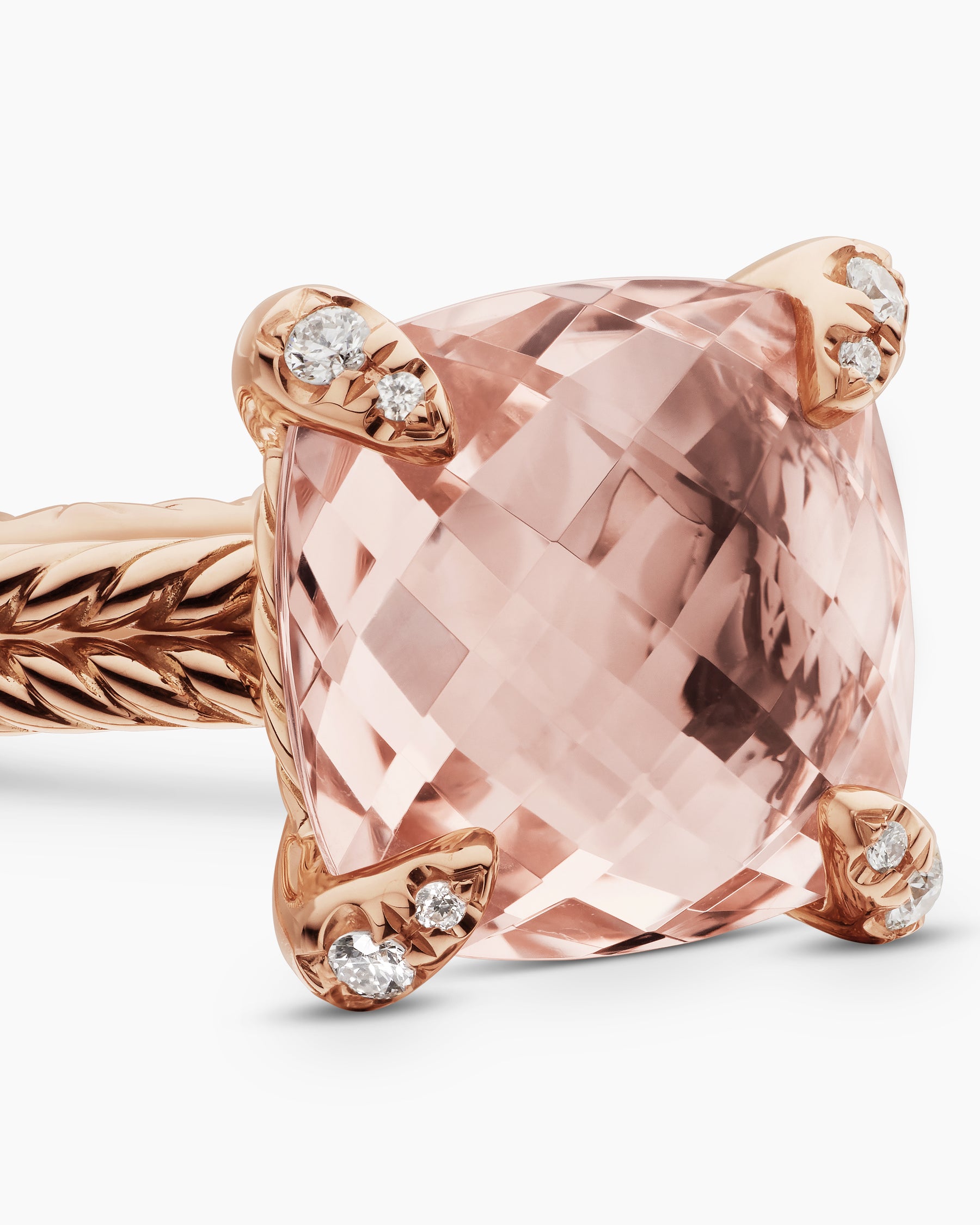 Chatelaine Ring in 18K Rose Gold with Morganite and Diamonds, 11mm - Image 5