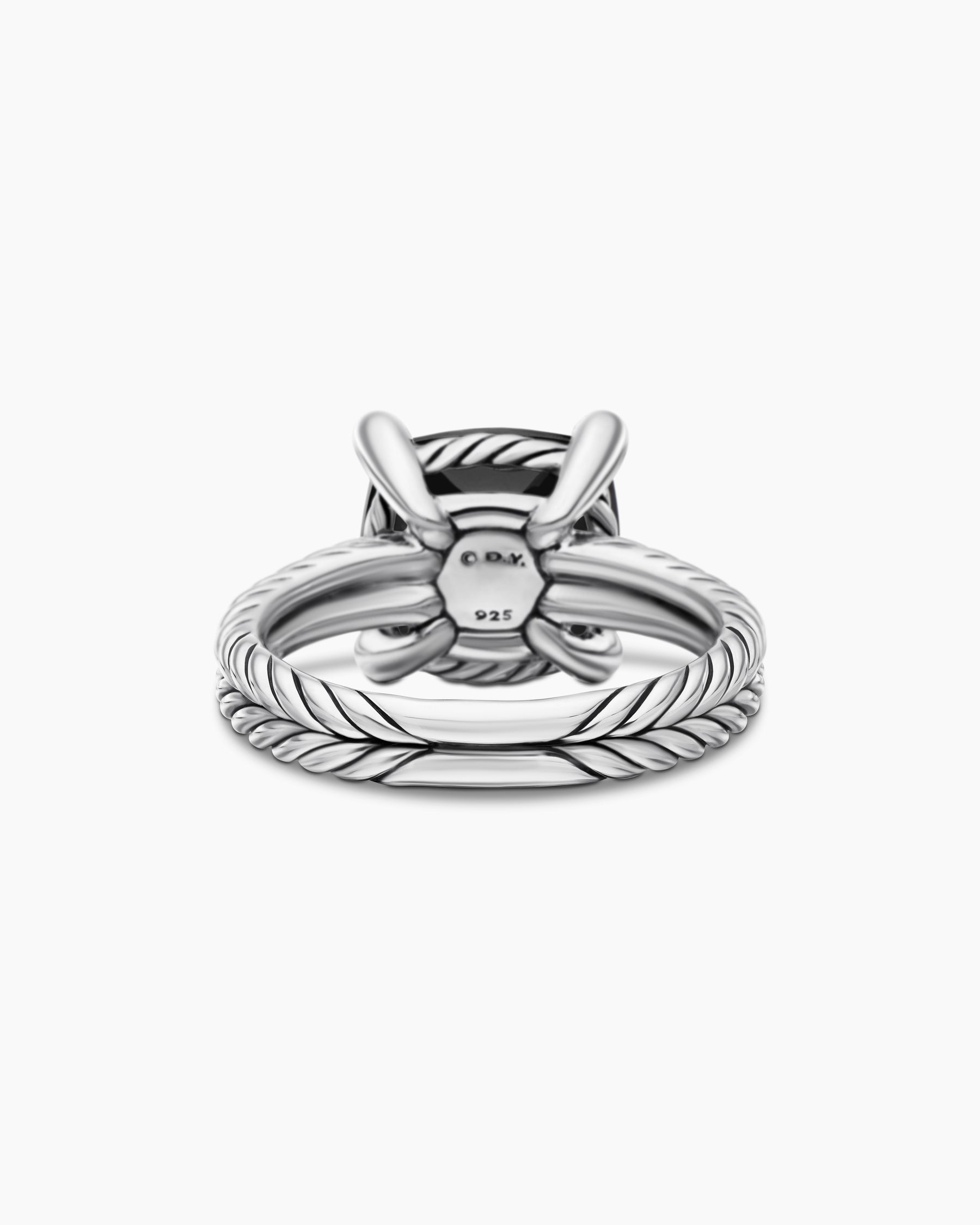 Chatelaine Ring in Sterling Silver with Black Onyx and Diamonds, 11mm - Image 6