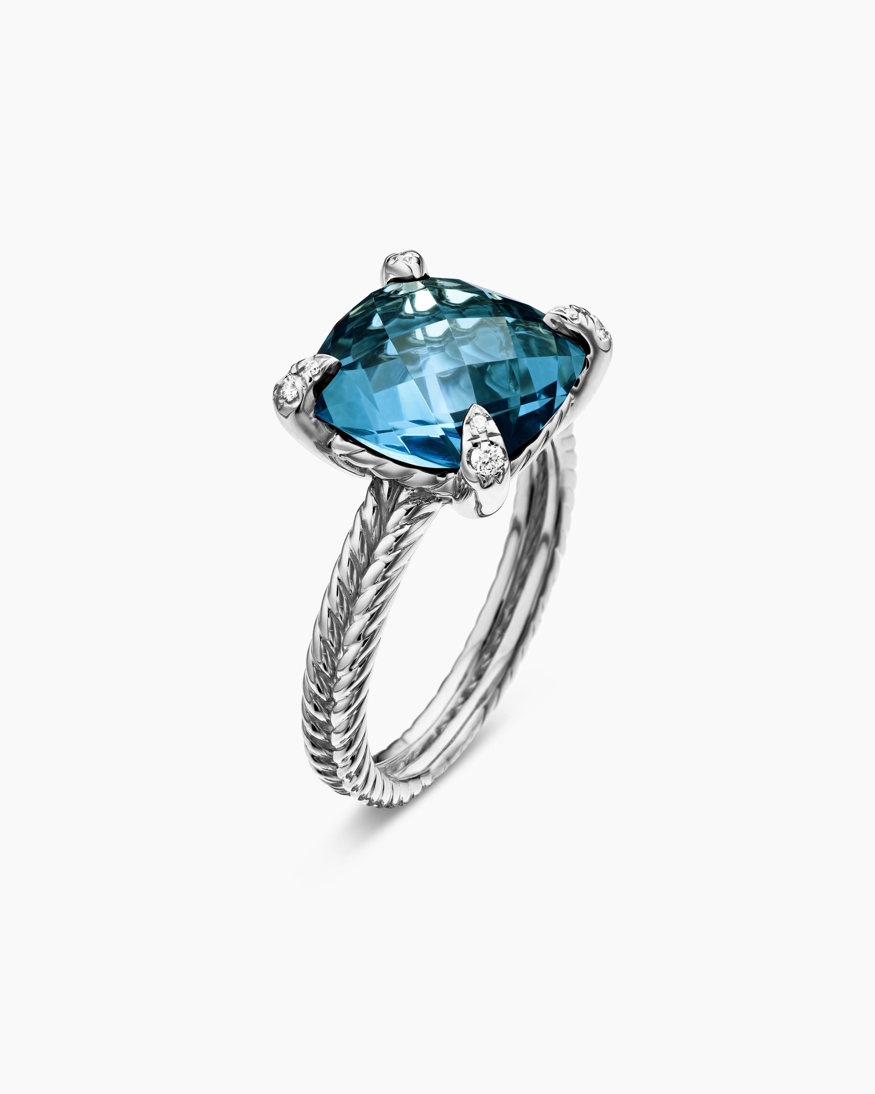Chatelaine Ring in Sterling Silver with Hampton Blue Topaz and Diamonds, 11mm - Image 3