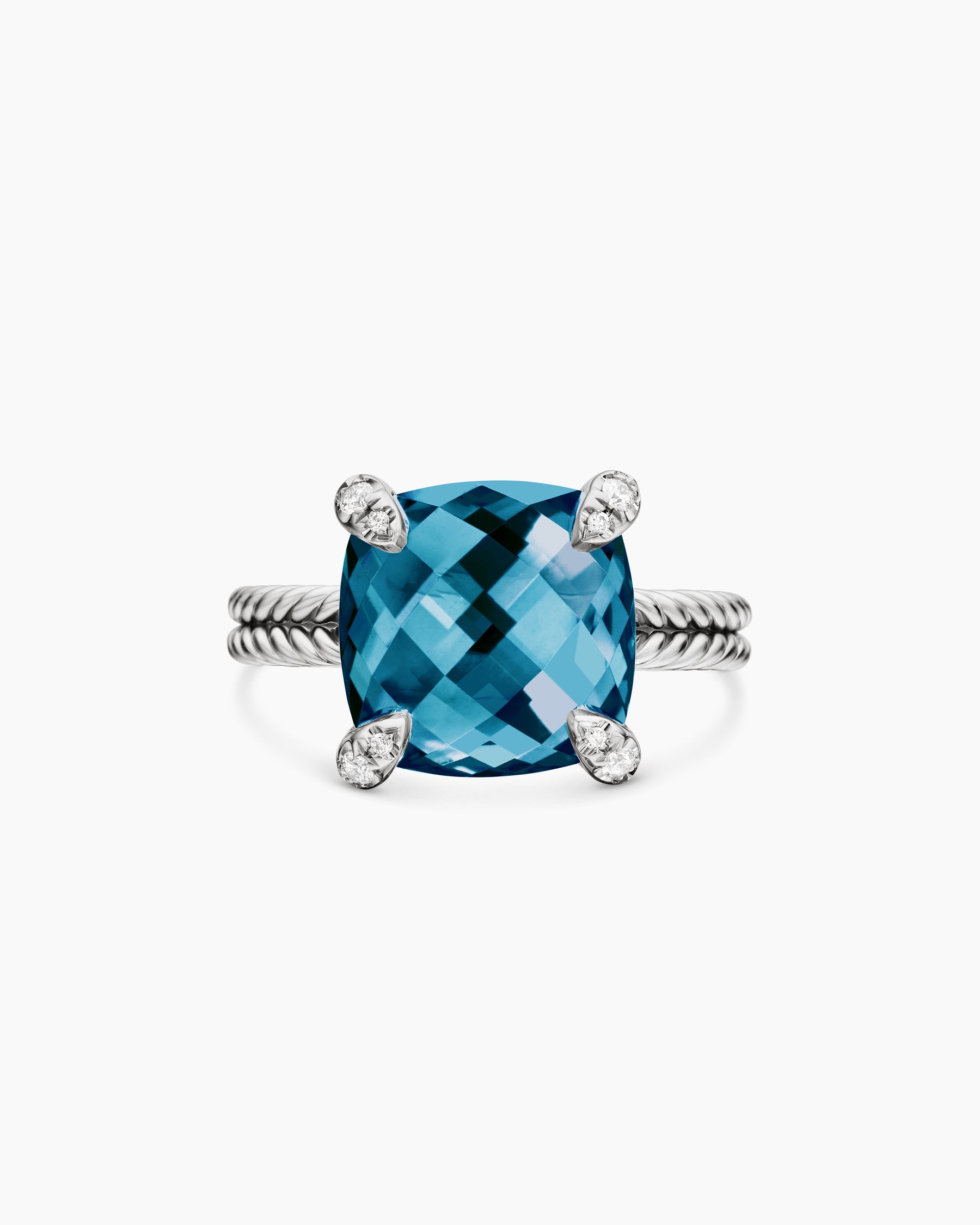 Chatelaine Ring in Sterling Silver with Hampton Blue Topaz and Diamonds, 11mm - Image 4