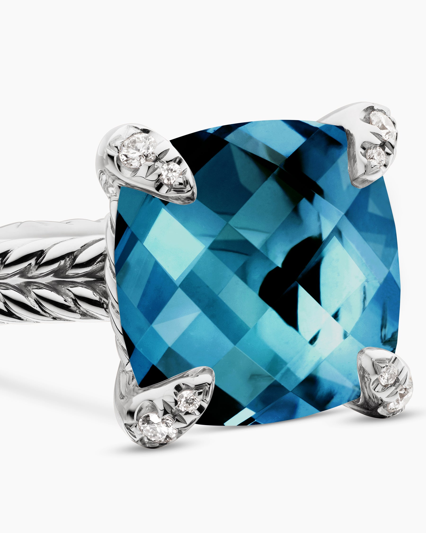 Chatelaine Ring in Sterling Silver with Hampton Blue Topaz and Diamonds, 11mm - Image 5