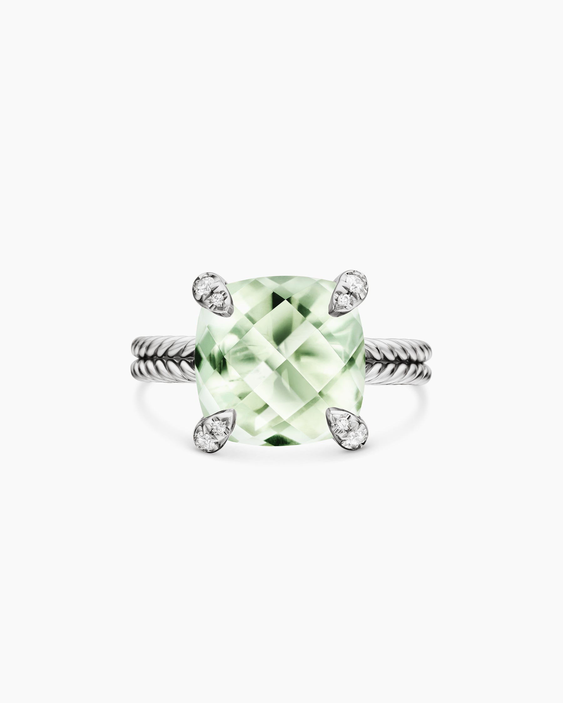 Chatelaine Ring in Sterling Silver with Prasiolite and Diamonds, 11mm - Image 4