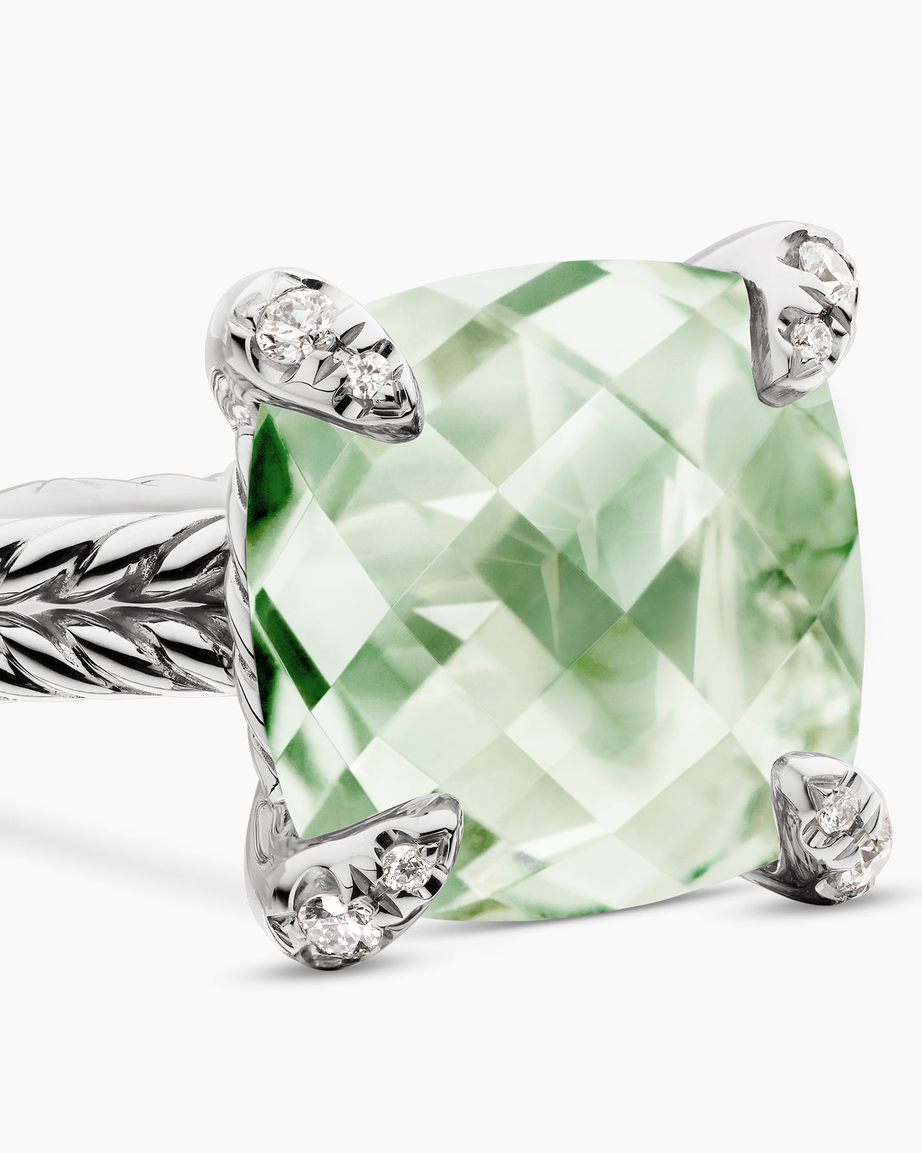 Chatelaine Ring in Sterling Silver with Prasiolite and Diamonds, 11mm - Image 5