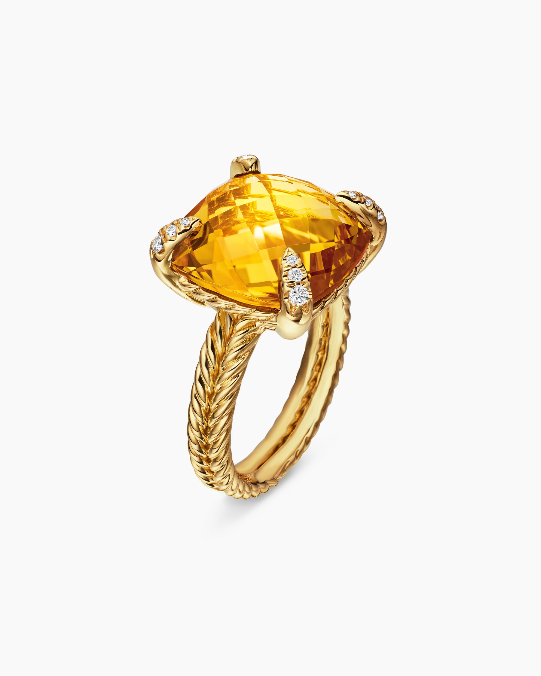 Chatelaine Ring in 18K Yellow Gold with Citrine and Diamonds, 14mm - Image 3
