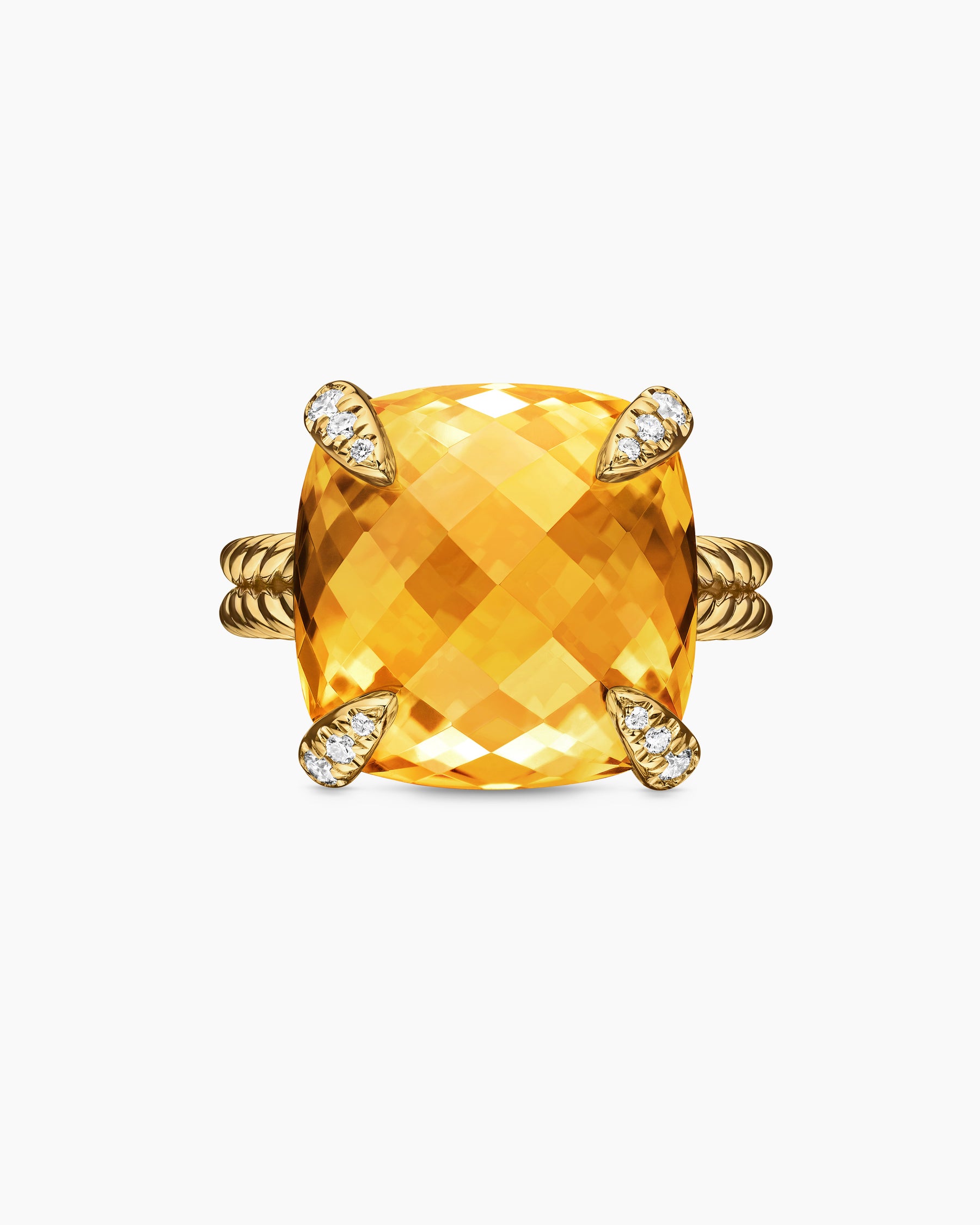 Chatelaine Ring in 18K Yellow Gold with Citrine and Diamonds, 14mm - Image 4