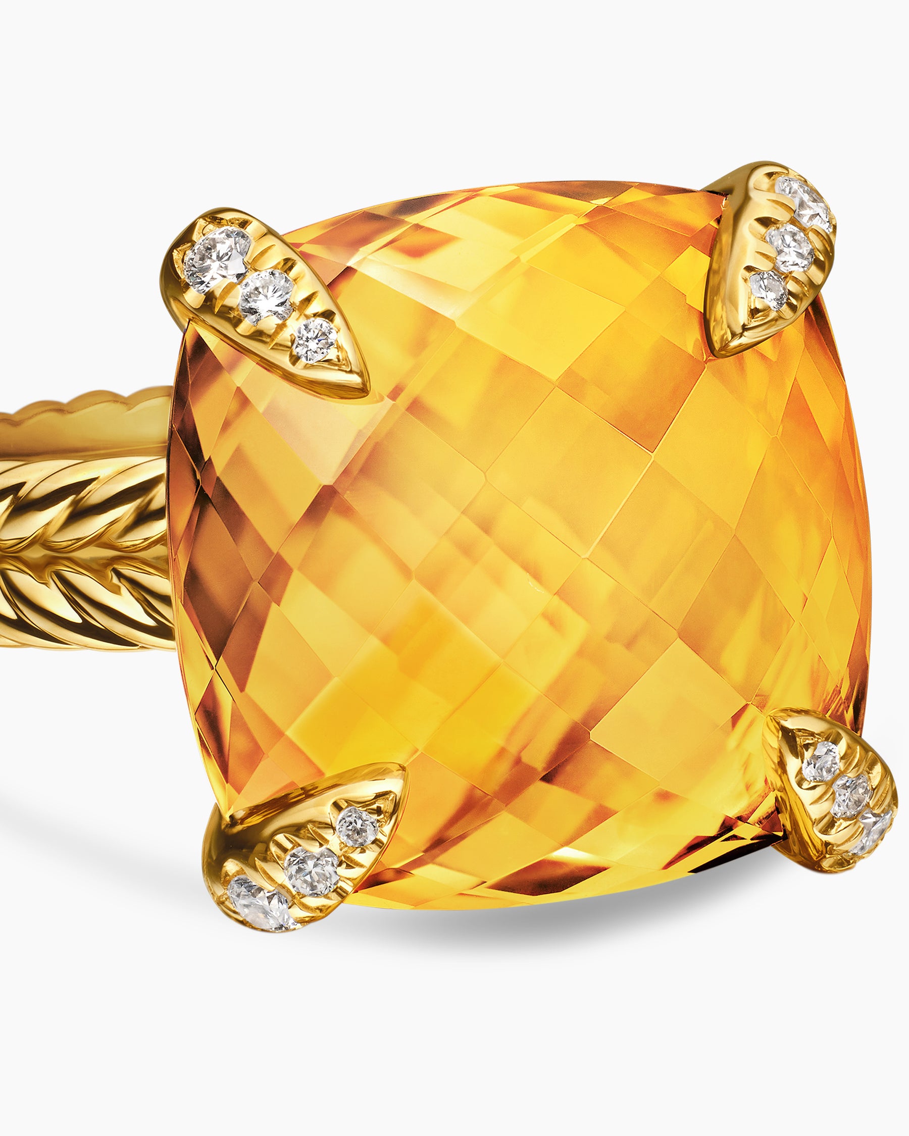 Chatelaine Ring in 18K Yellow Gold with Citrine and Diamonds, 14mm - Image 5