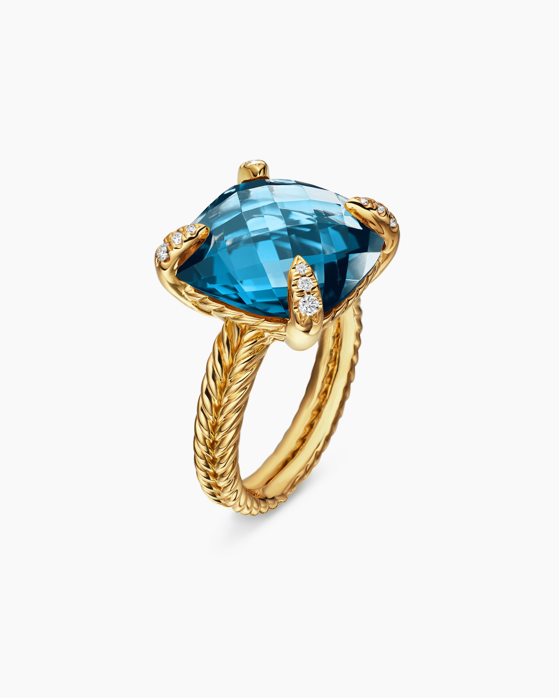 Chatelaine Ring in 18K Yellow Gold with Hampton Blue Topaz and Diamonds, 14mm - Image 3