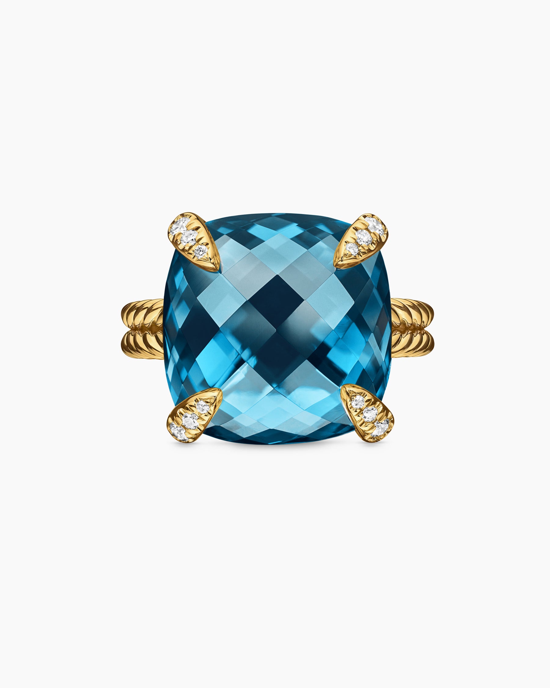 Chatelaine Ring in 18K Yellow Gold with Hampton Blue Topaz and Diamonds, 14mm - Image 4