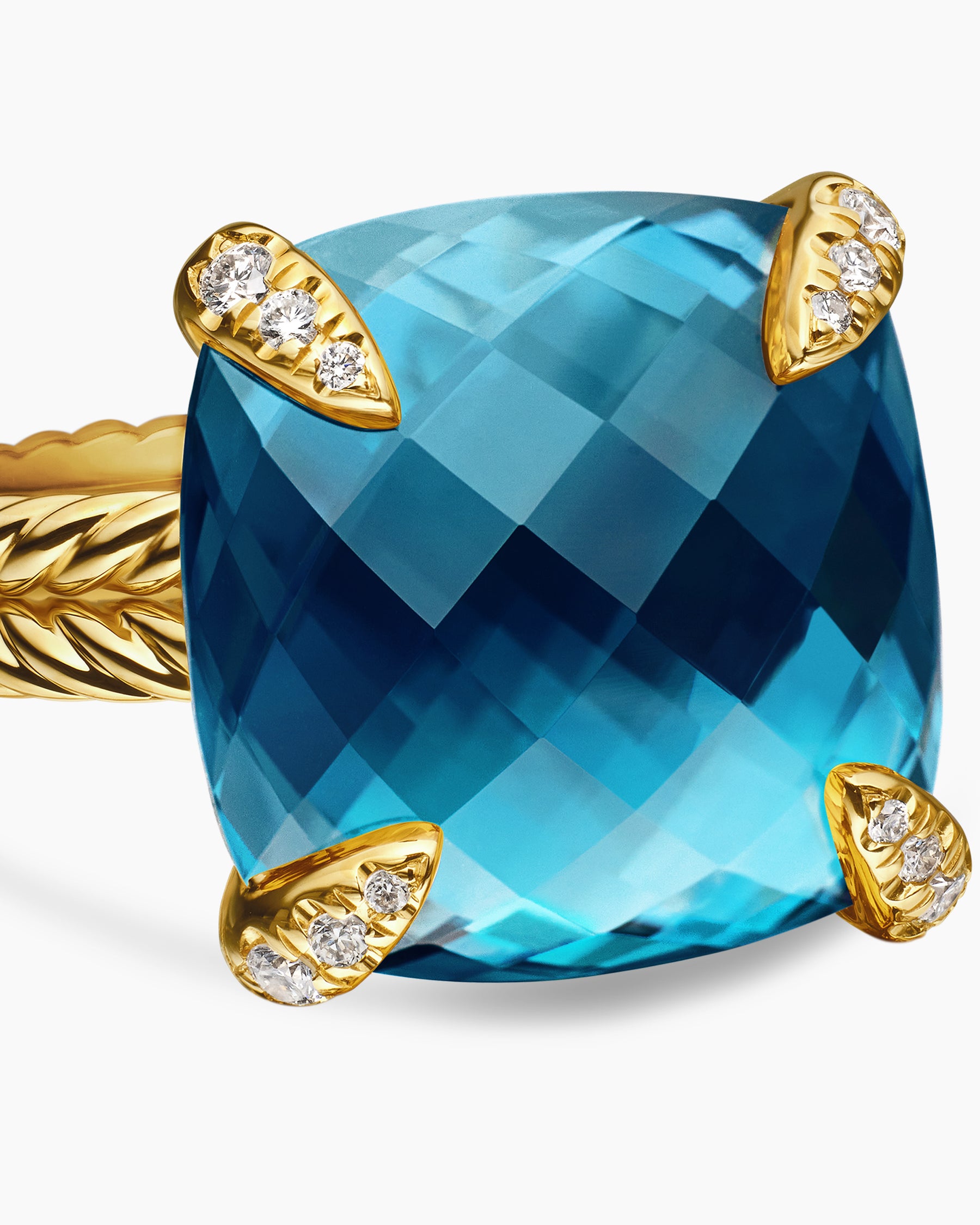 Chatelaine Ring in 18K Yellow Gold with Hampton Blue Topaz and Diamonds, 14mm - Image 5