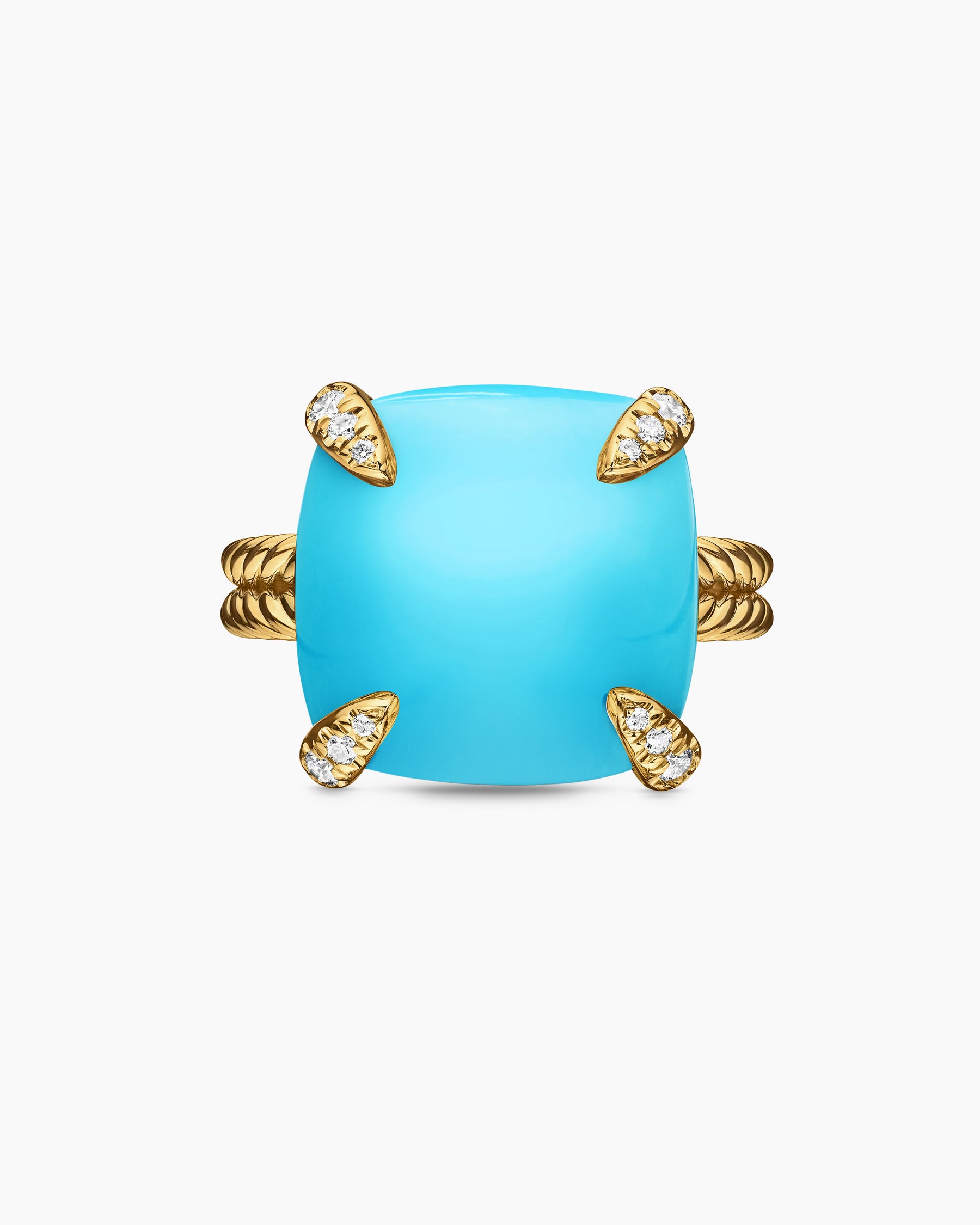 Chatelaine Ring in 18K Yellow Gold with Turquoise and Diamonds, 14mm - Image 4