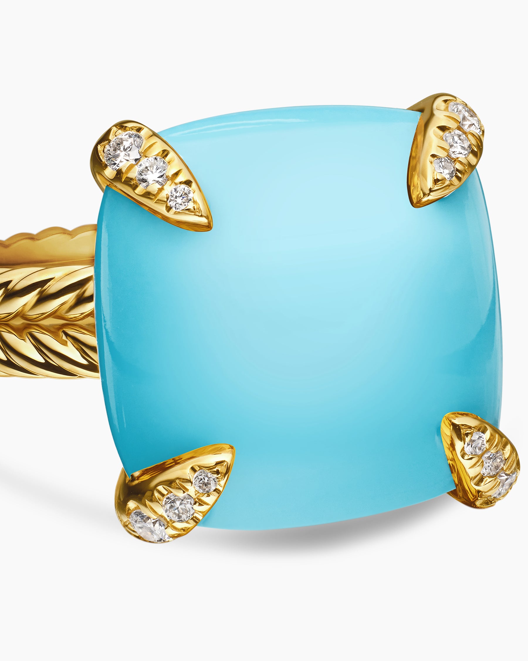 Chatelaine Ring in 18K Yellow Gold with Turquoise and Diamonds, 14mm - Image 5