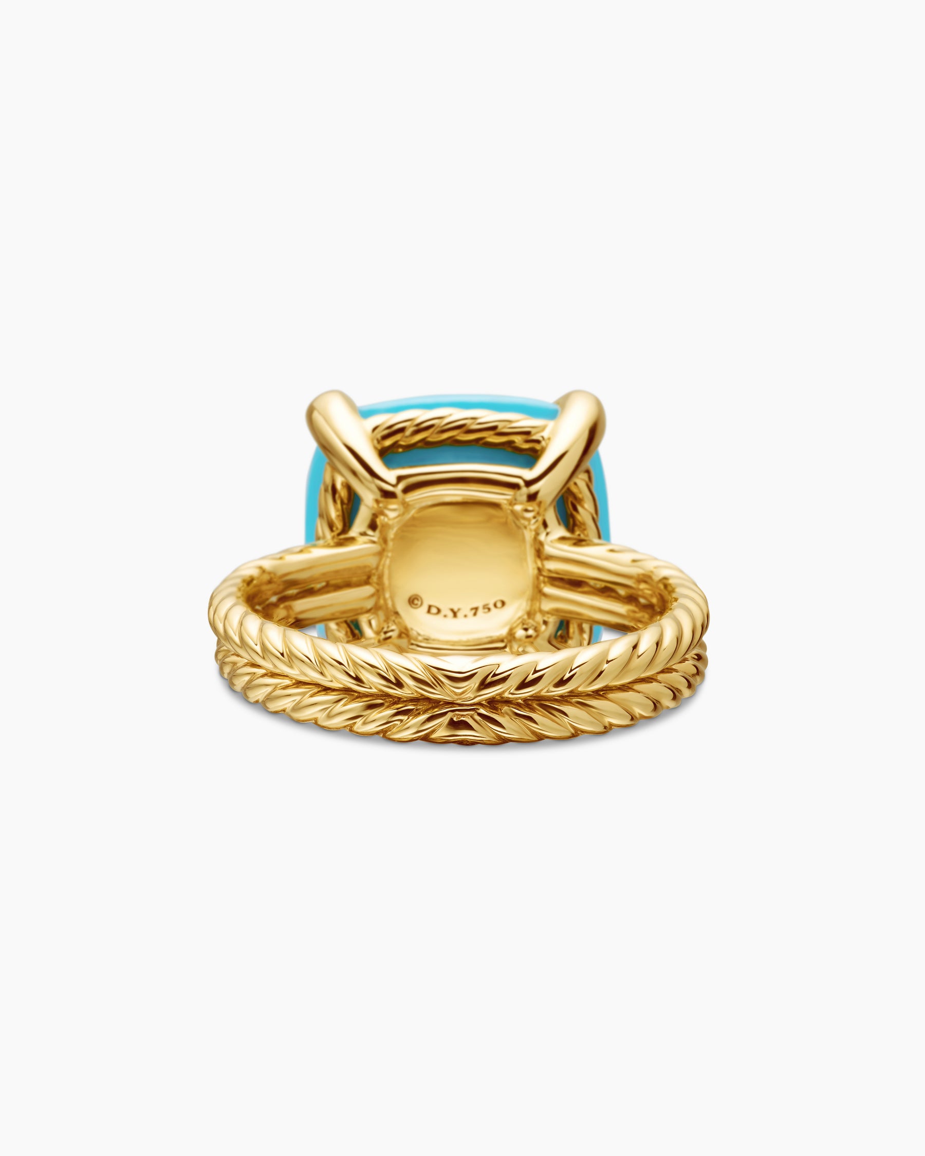 Chatelaine Ring in 18K Yellow Gold with Turquoise and Diamonds, 14mm - Image 6