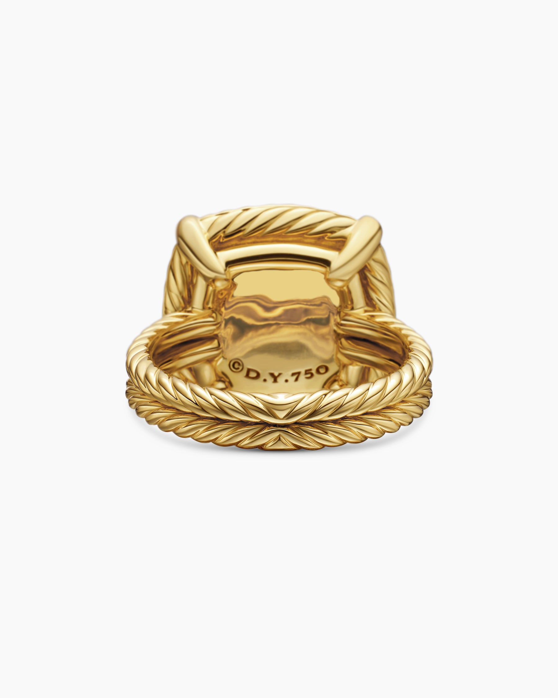 Chatelaine Pavé Bezel Ring in 18K Yellow Gold with Blue Topaz and Diamonds, 14mm - Image 6