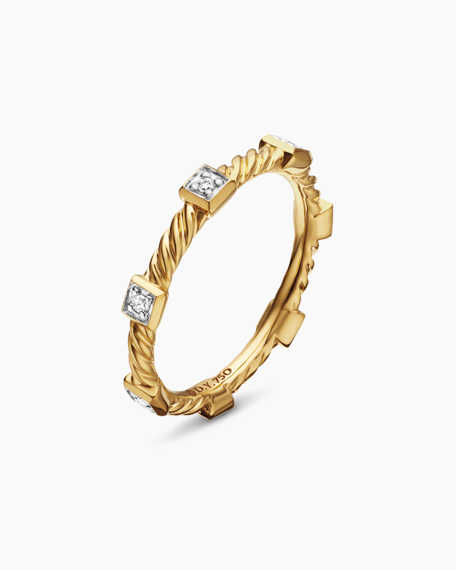 Cable Collectibles Stations Stack Ring in 18K Yellow Gold with Diamonds, 2mm - Image 3