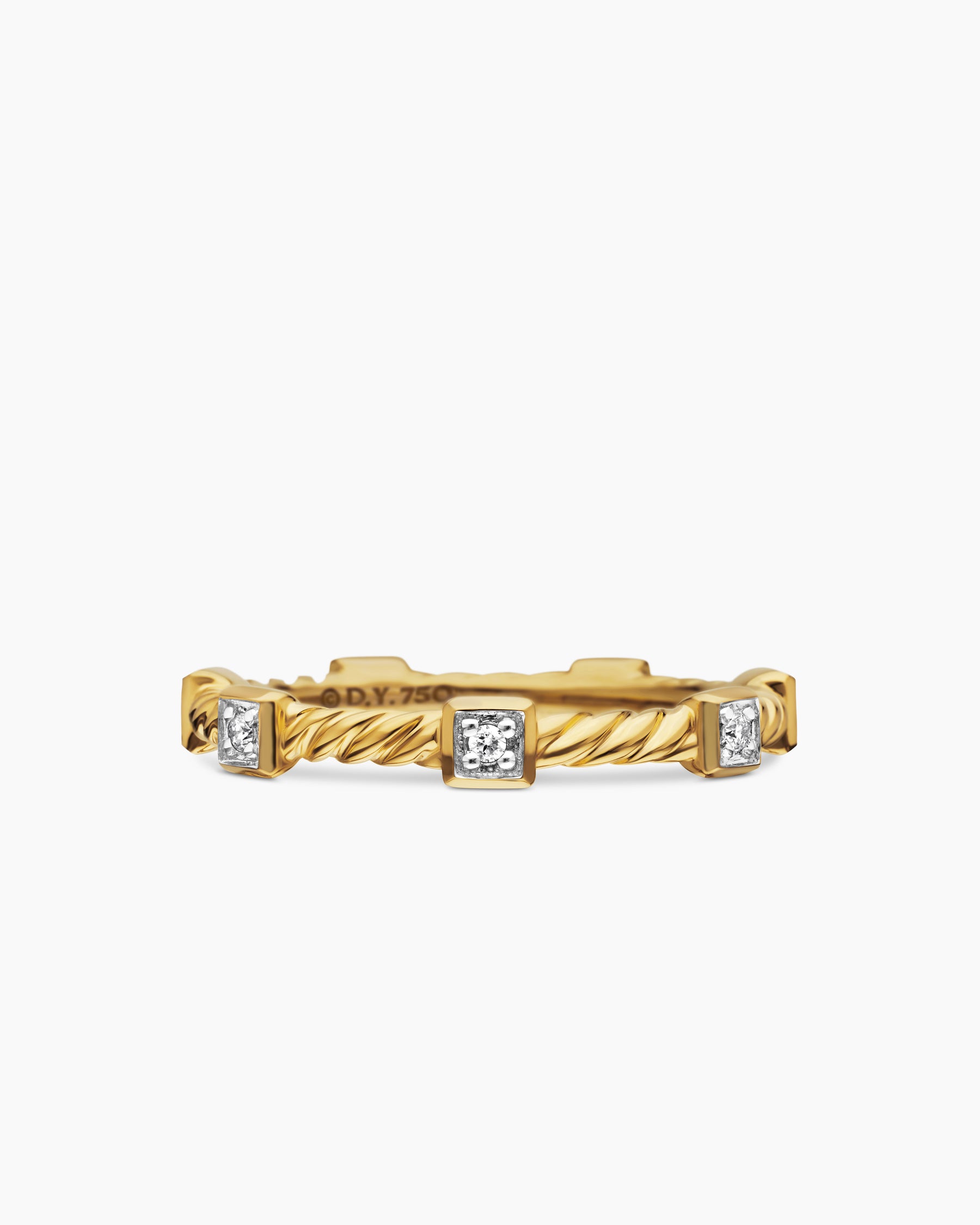 Cable Collectibles Stations Stack Ring in 18K Yellow Gold with Diamonds, 2mm