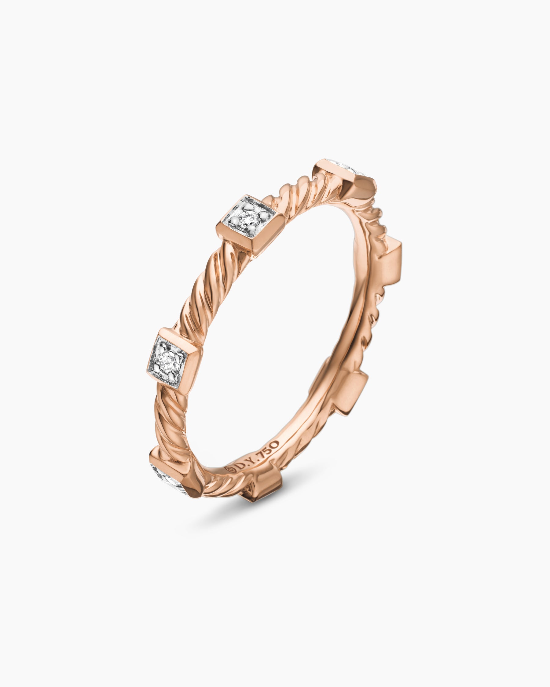 Cable Collectibles Stations Stack Ring in 18K Rose Gold with Diamonds, 2mm - Image 3