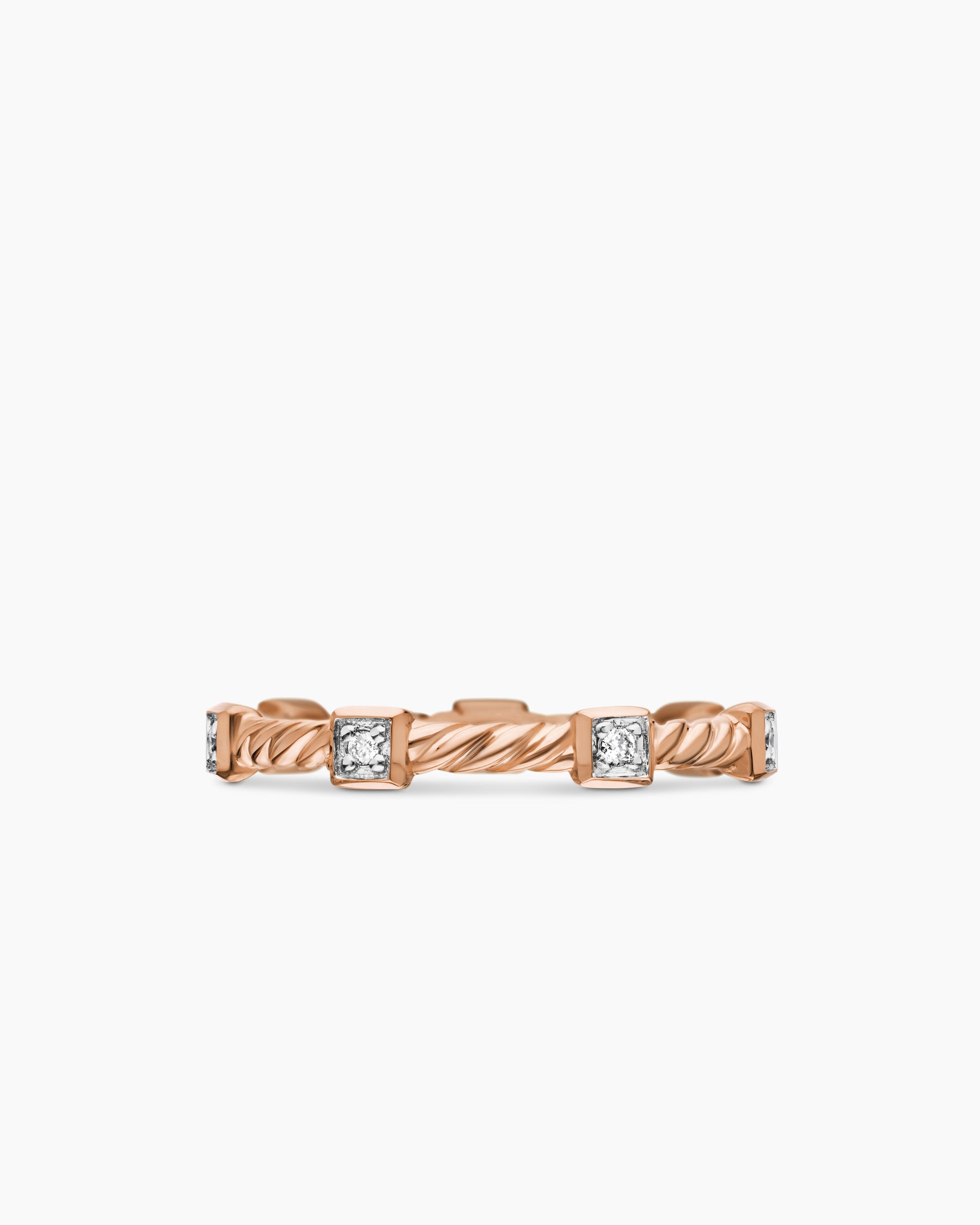 Cable Collectibles Stations Stack Ring in 18K Rose Gold with Diamonds, 2mm - Image 4