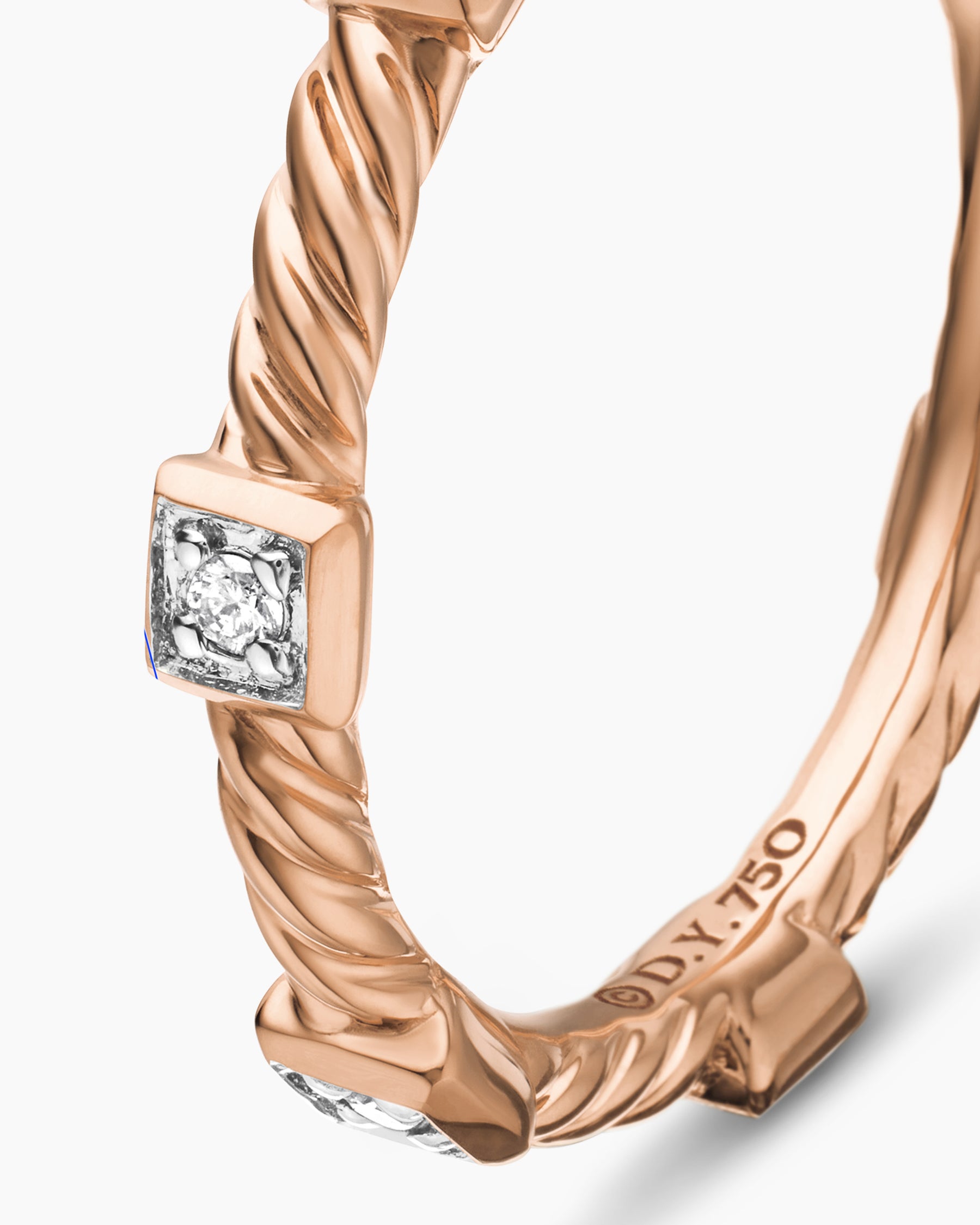 Cable Collectibles Stations Stack Ring in 18K Rose Gold with Diamonds, 2mm - Image 6