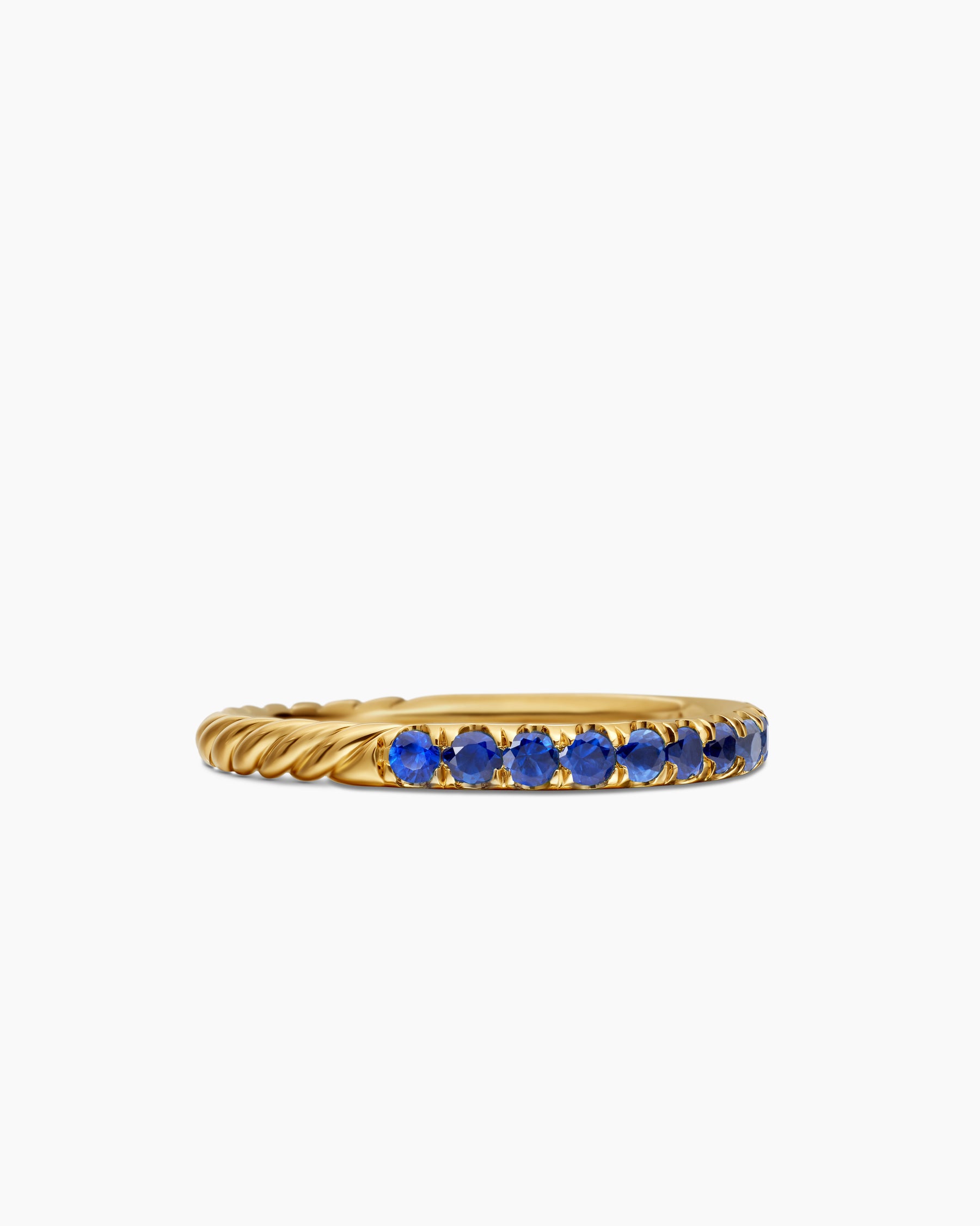 Cable Collectibles Stack Ring in 18K Yellow Gold with Pavé Blue Sapphires, 2mm