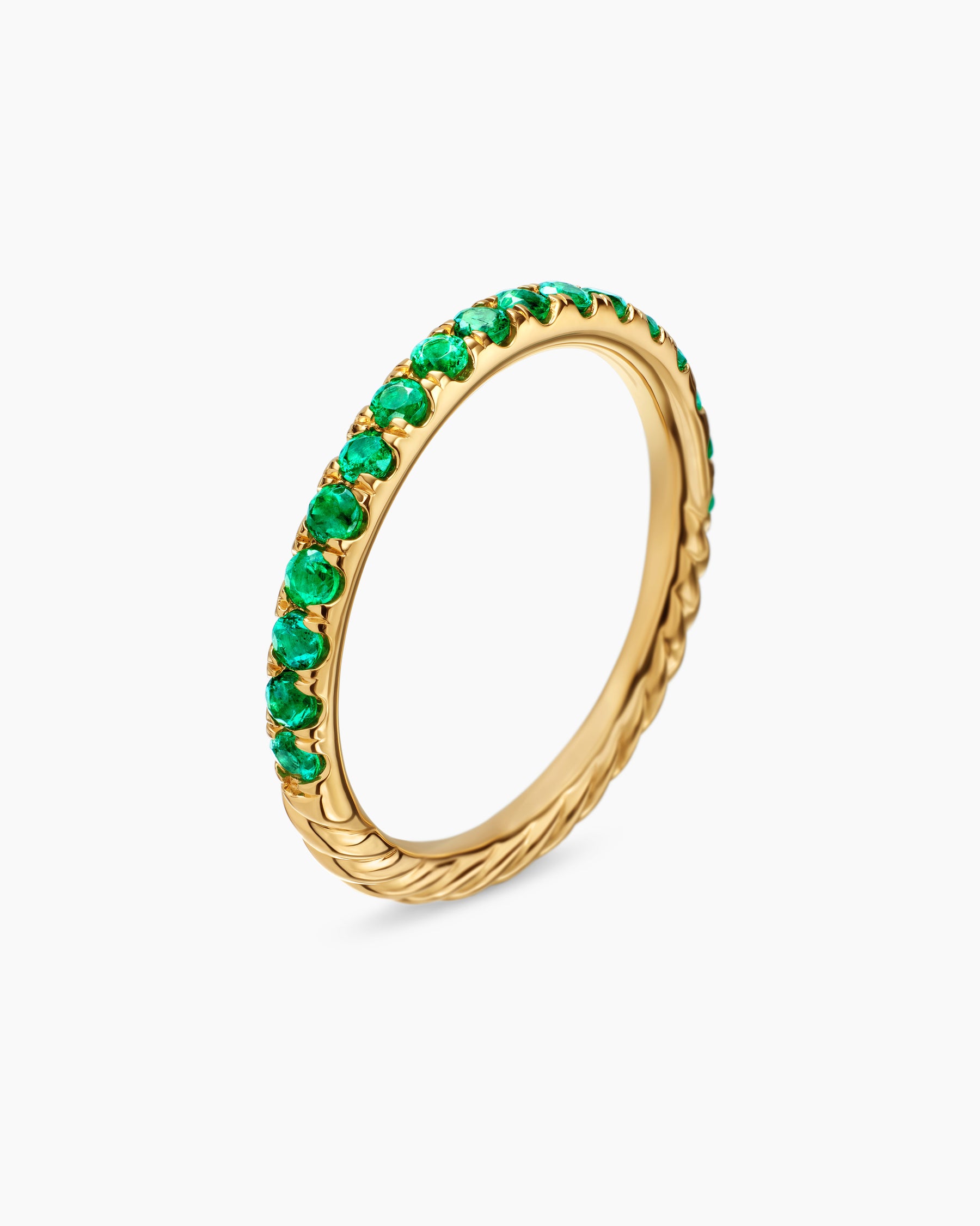 Cable Collectibles Stack Ring in 18K Yellow Gold with Pavé Emeralds, 2mm - Image 3