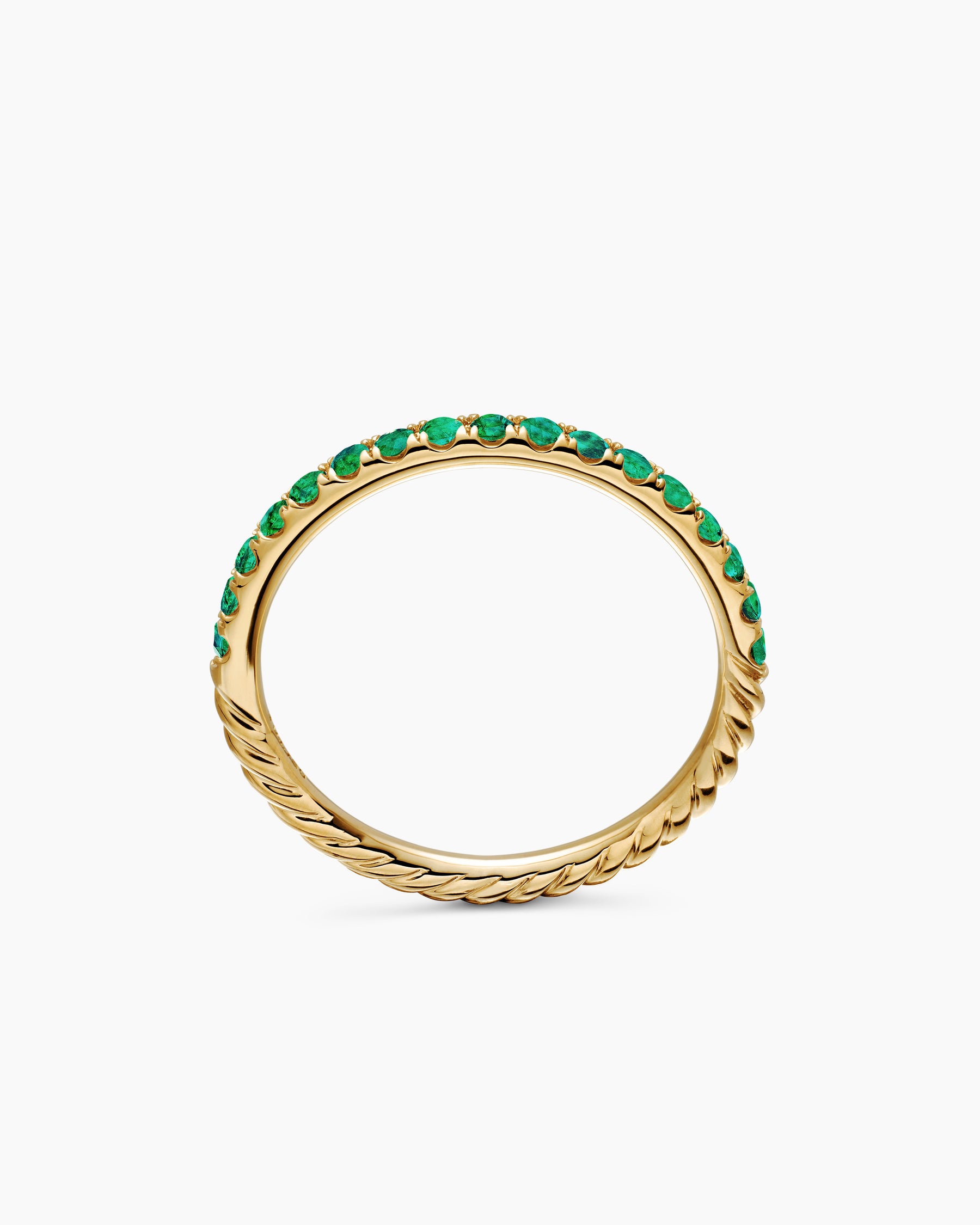 Cable Collectibles Stack Ring in 18K Yellow Gold with Pavé Emeralds, 2mm - Image 5