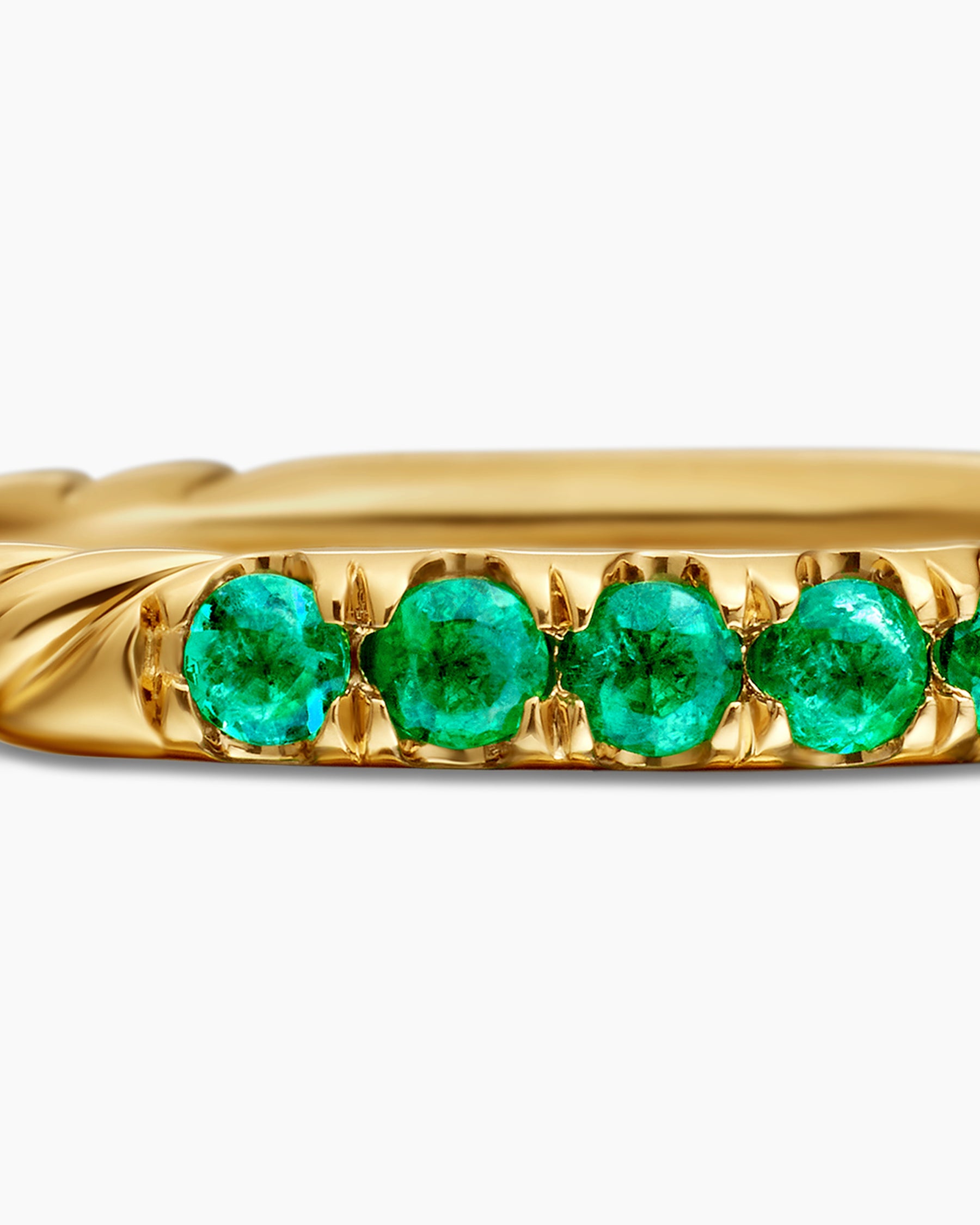Cable Collectibles Stack Ring in 18K Yellow Gold with Pavé Emeralds, 2mm - Image 7