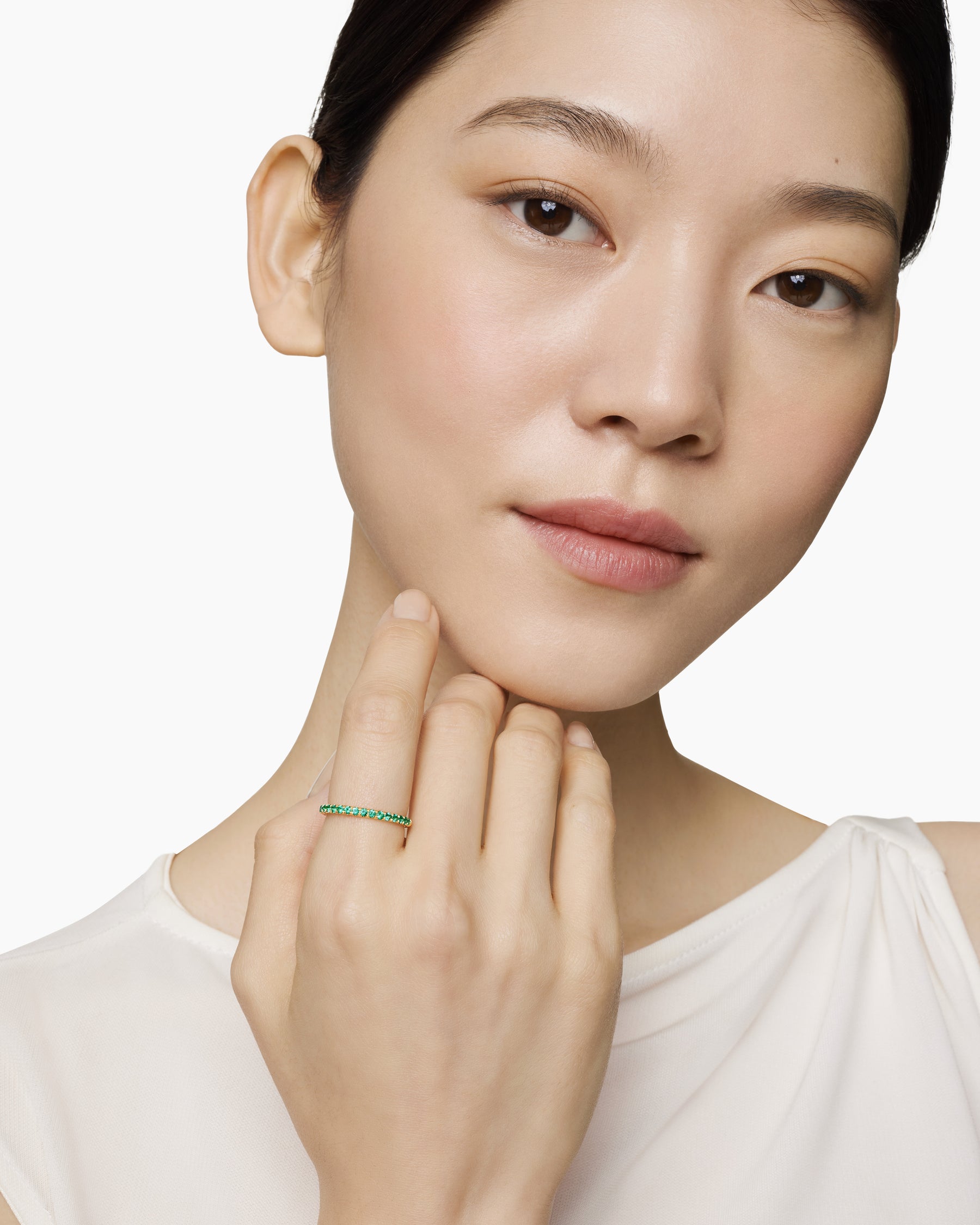 Cable Collectibles Stack Ring in 18K Yellow Gold with Pavé Emeralds, 2mm - Image 8