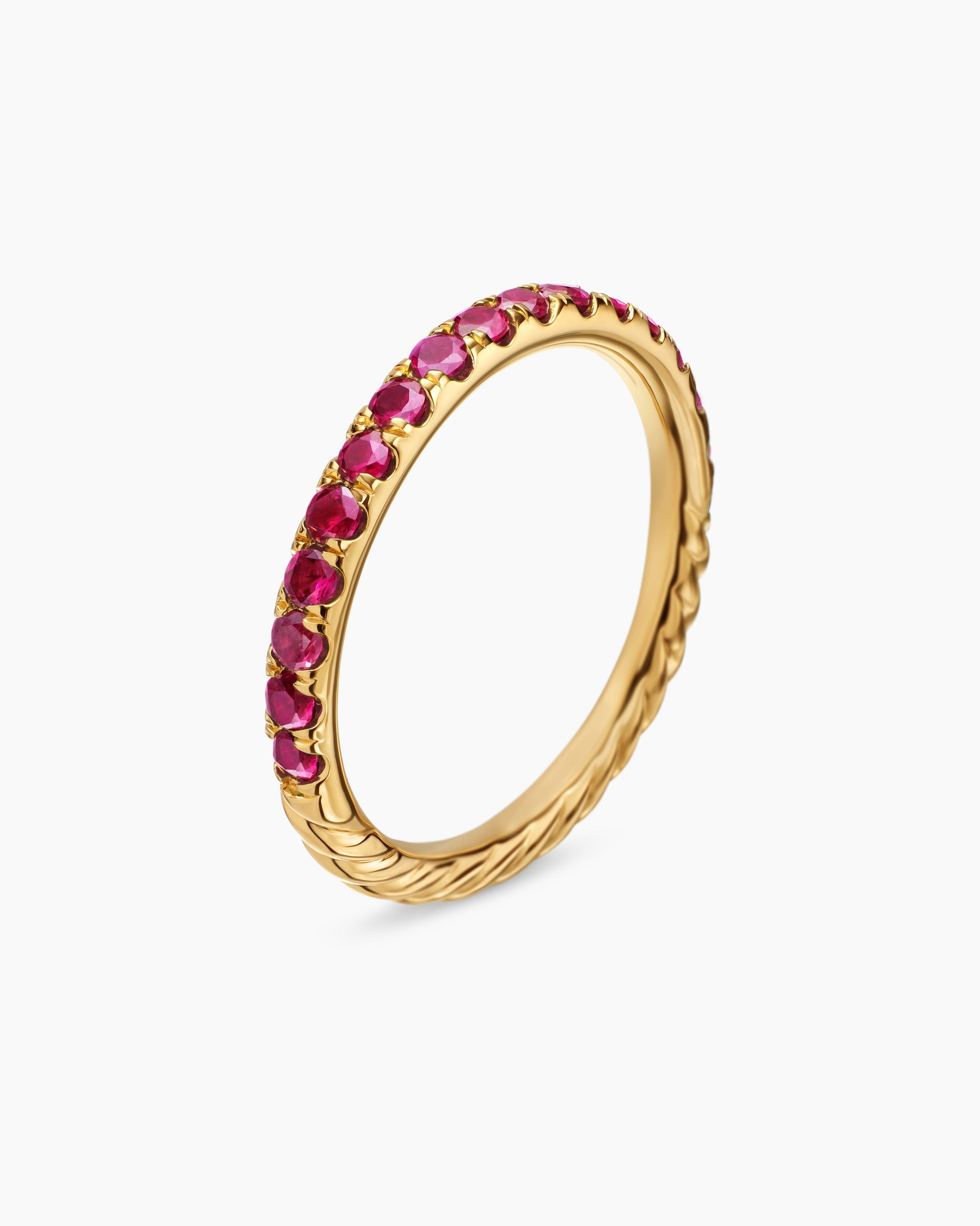 Cable Collectibles Stack Ring in 18K Yellow Gold with Pavé Rubies, 2mm - Image 3