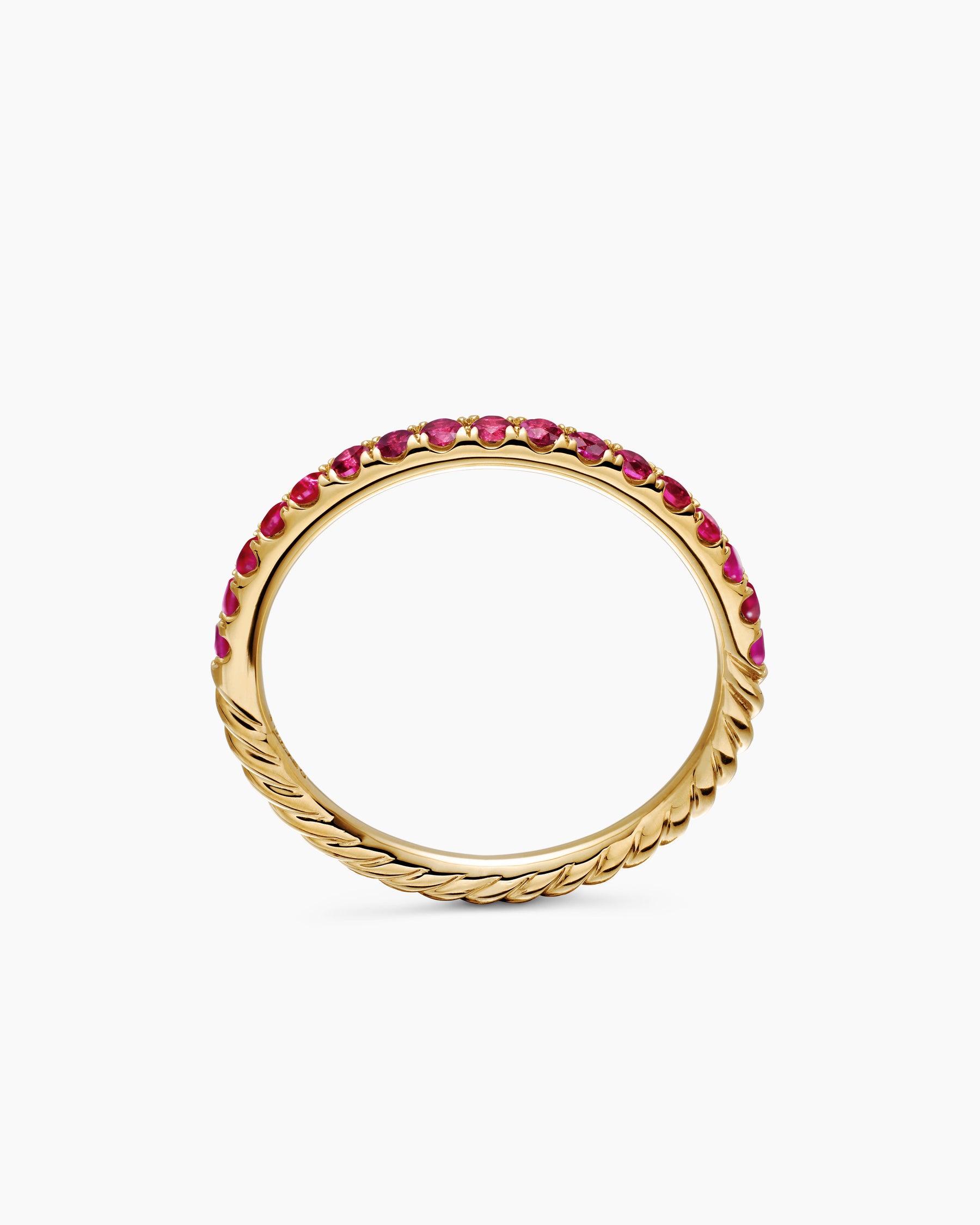 Cable Collectibles Stack Ring in 18K Yellow Gold with Pavé Rubies, 2mm - Image 5