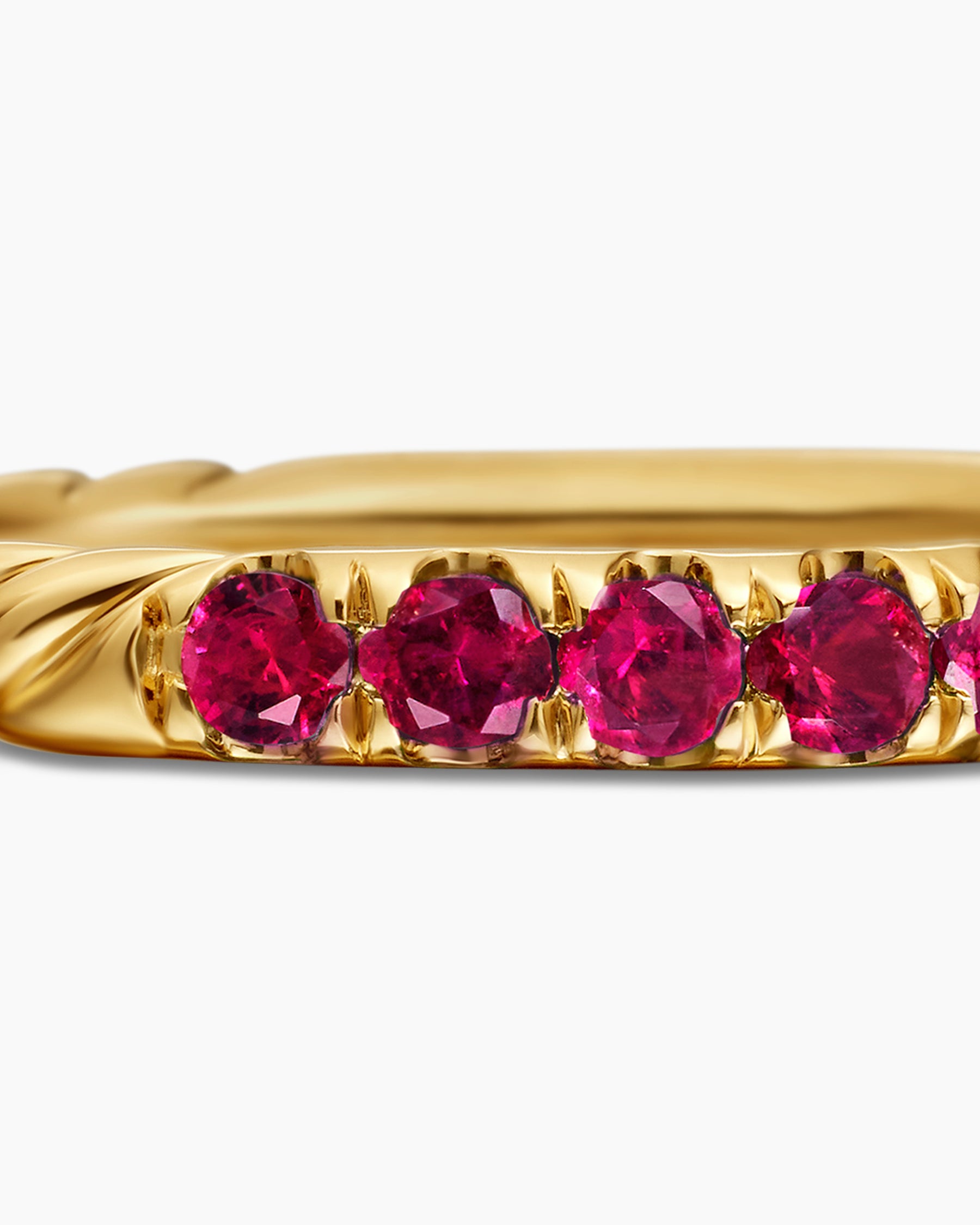 Cable Collectibles Stack Ring in 18K Yellow Gold with Pavé Rubies, 2mm - Image 7