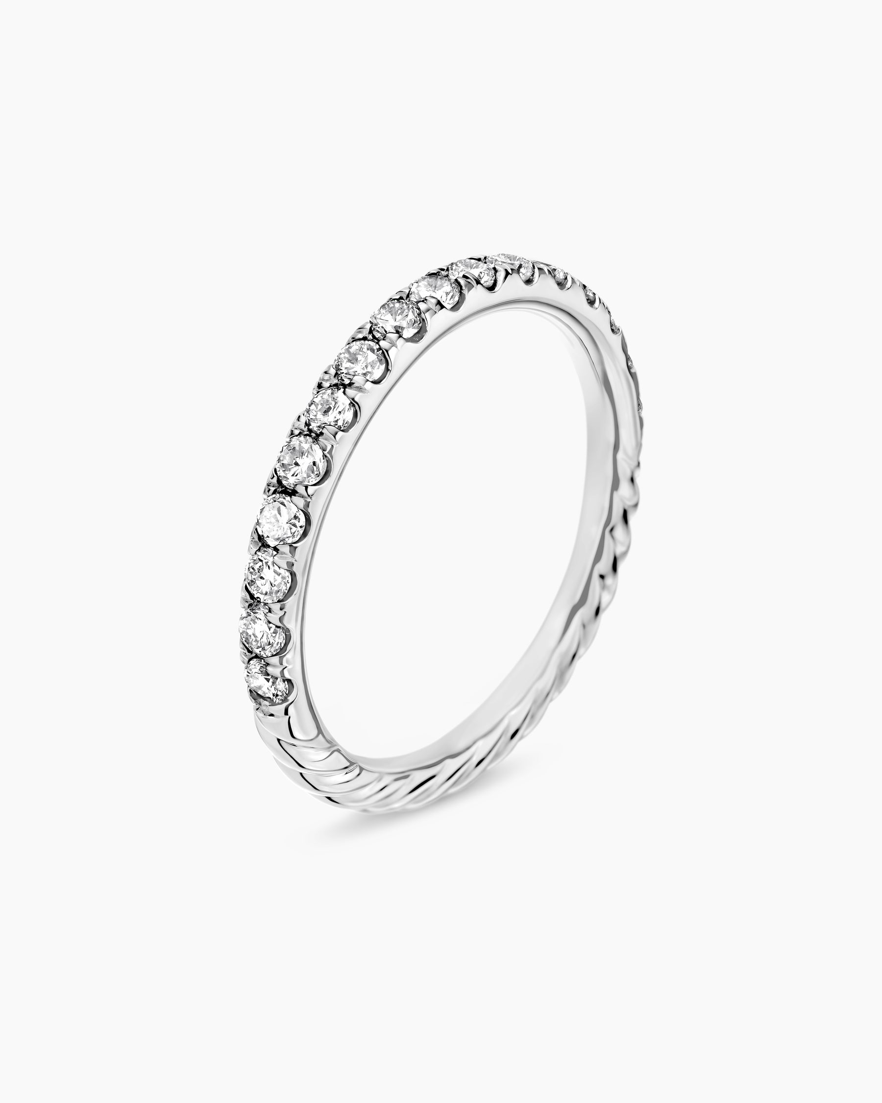 Cable Collectibles Stack Ring in 18K White Gold with Diamonds, 2mm - Image 3