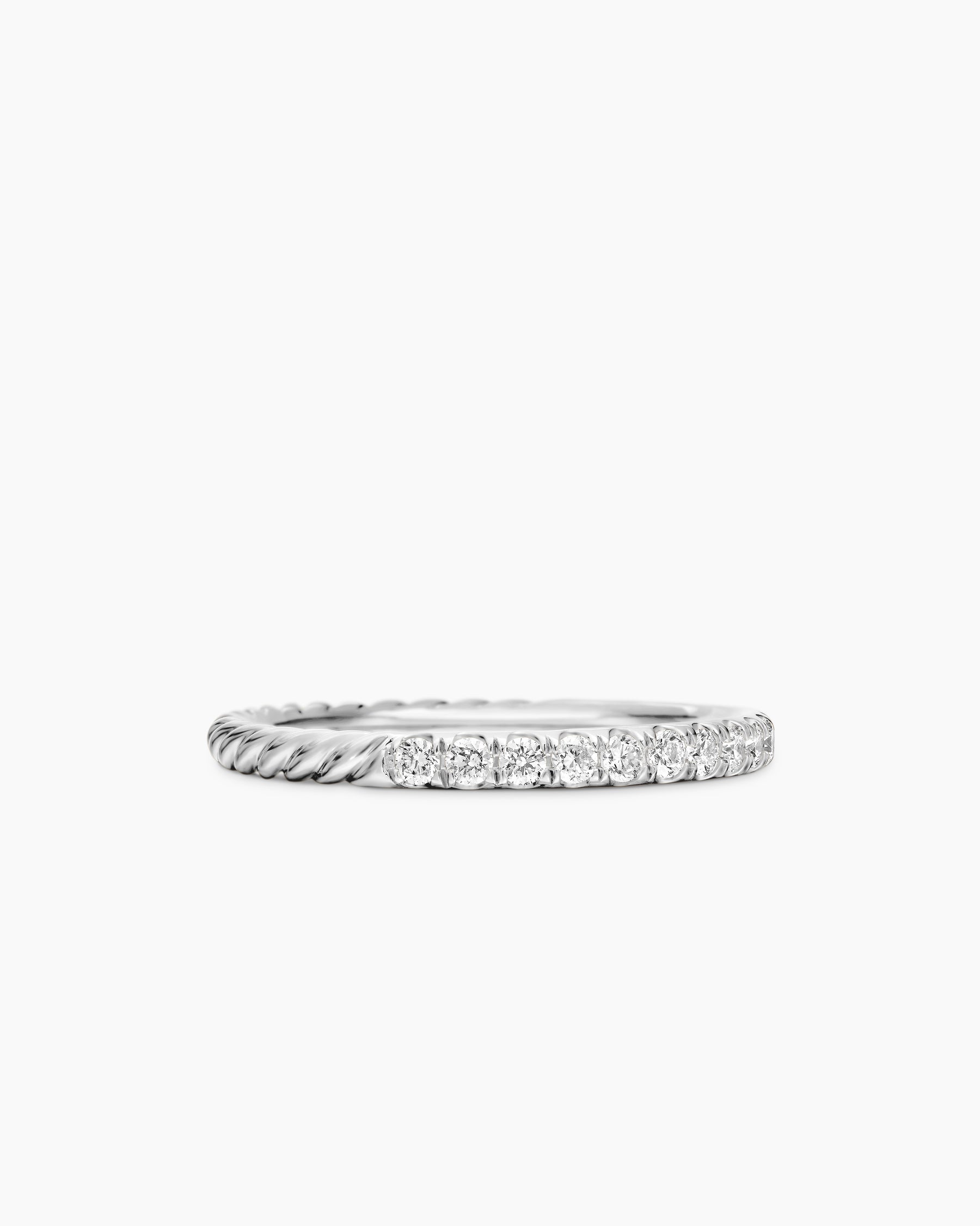 Cable Collectibles Stack Ring in 18K White Gold with Diamonds, 2mm