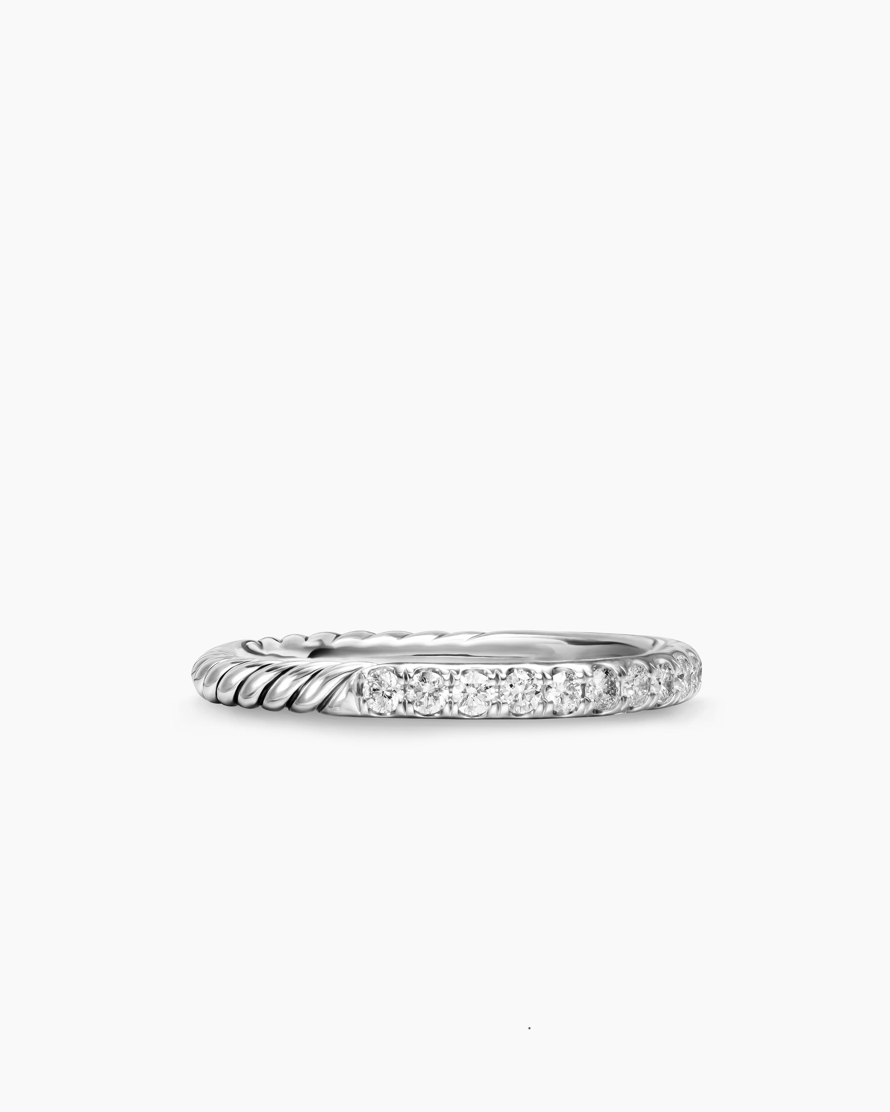 Cable Collectibles Stack Ring in Sterling Silver with Diamonds, 2mm
