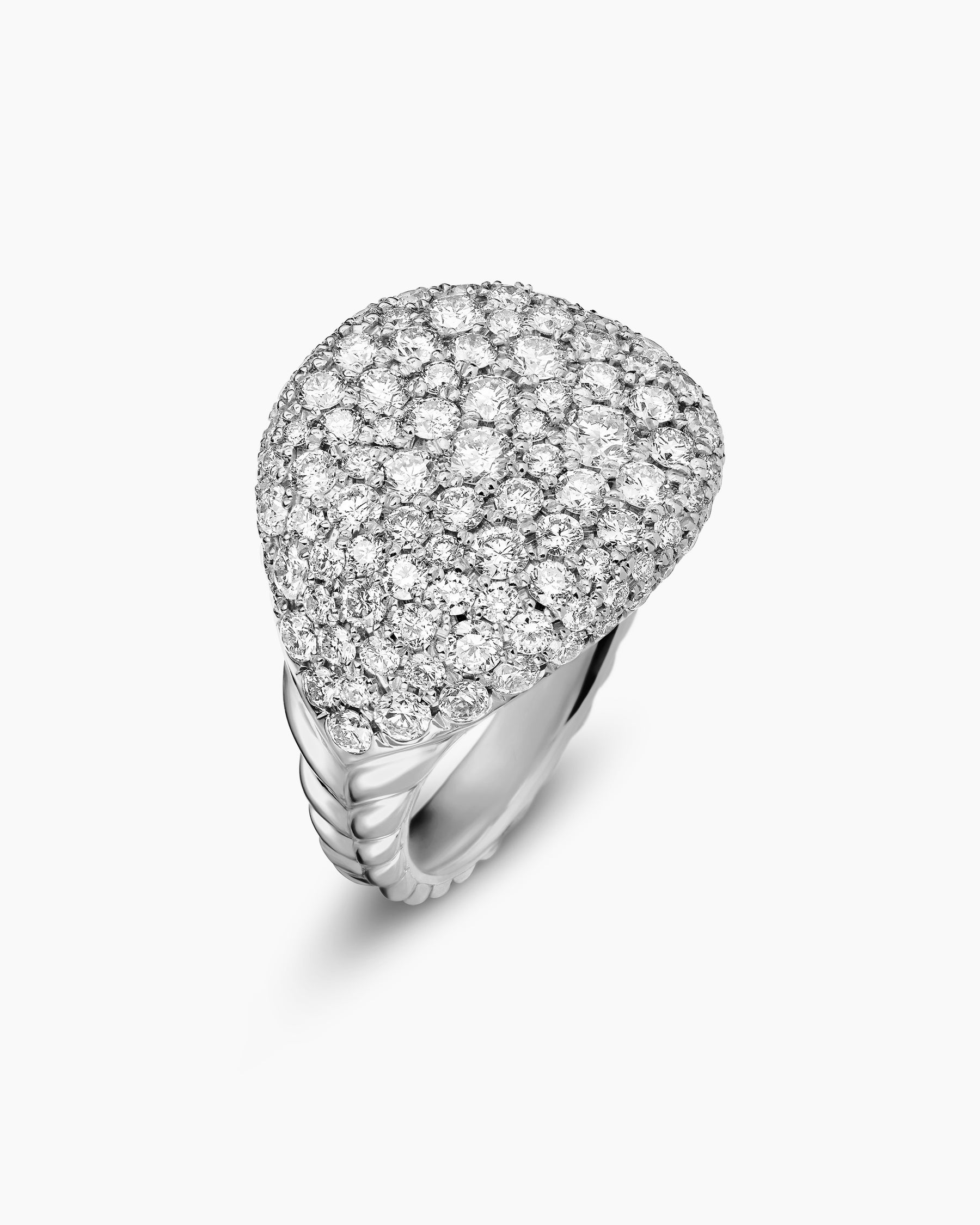 Pavé Pinky Ring in 18K White Gold with Diamonds, 13mm - Image 3