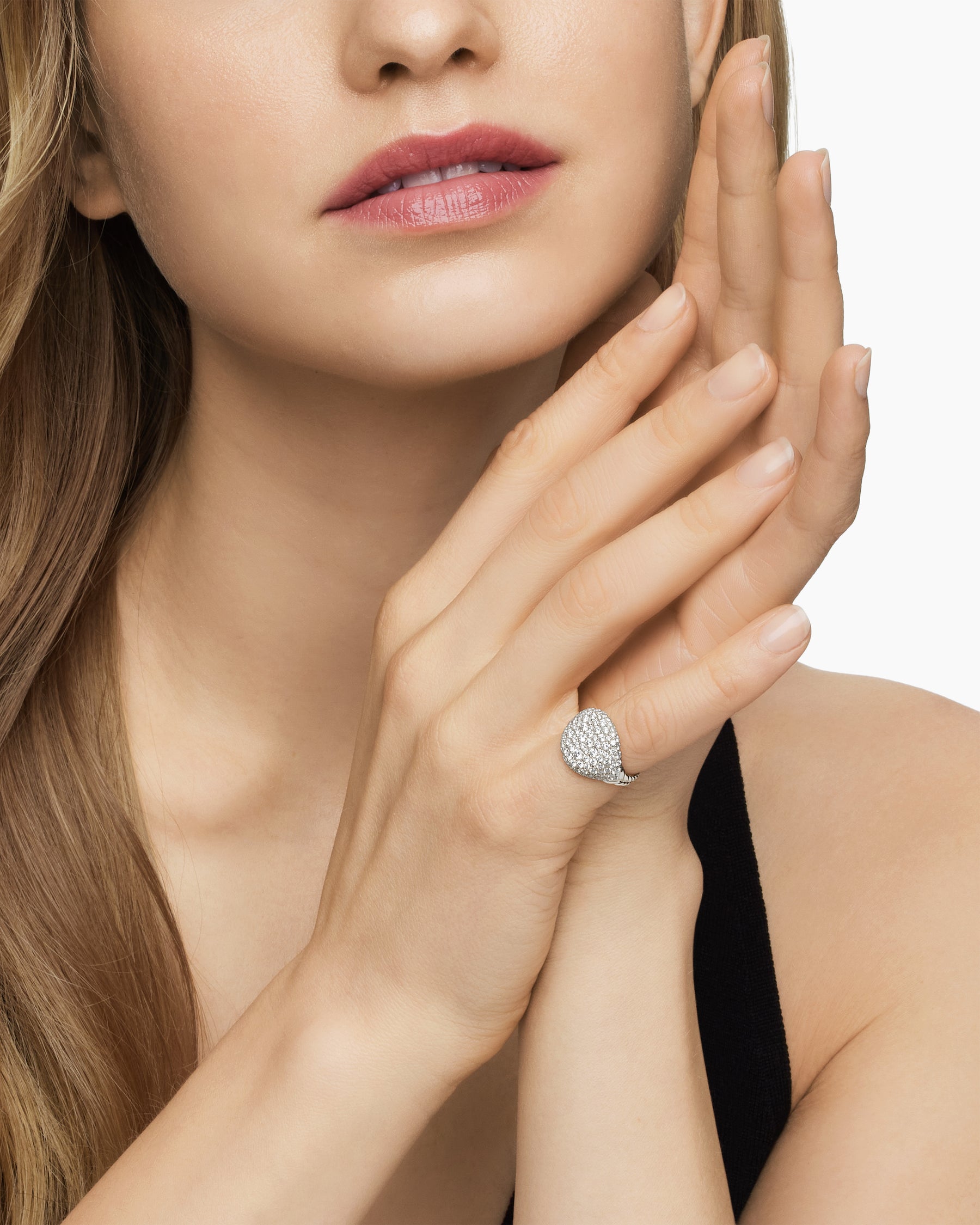 Pavé Pinky Ring in 18K White Gold with Diamonds, 13mm - Image 7