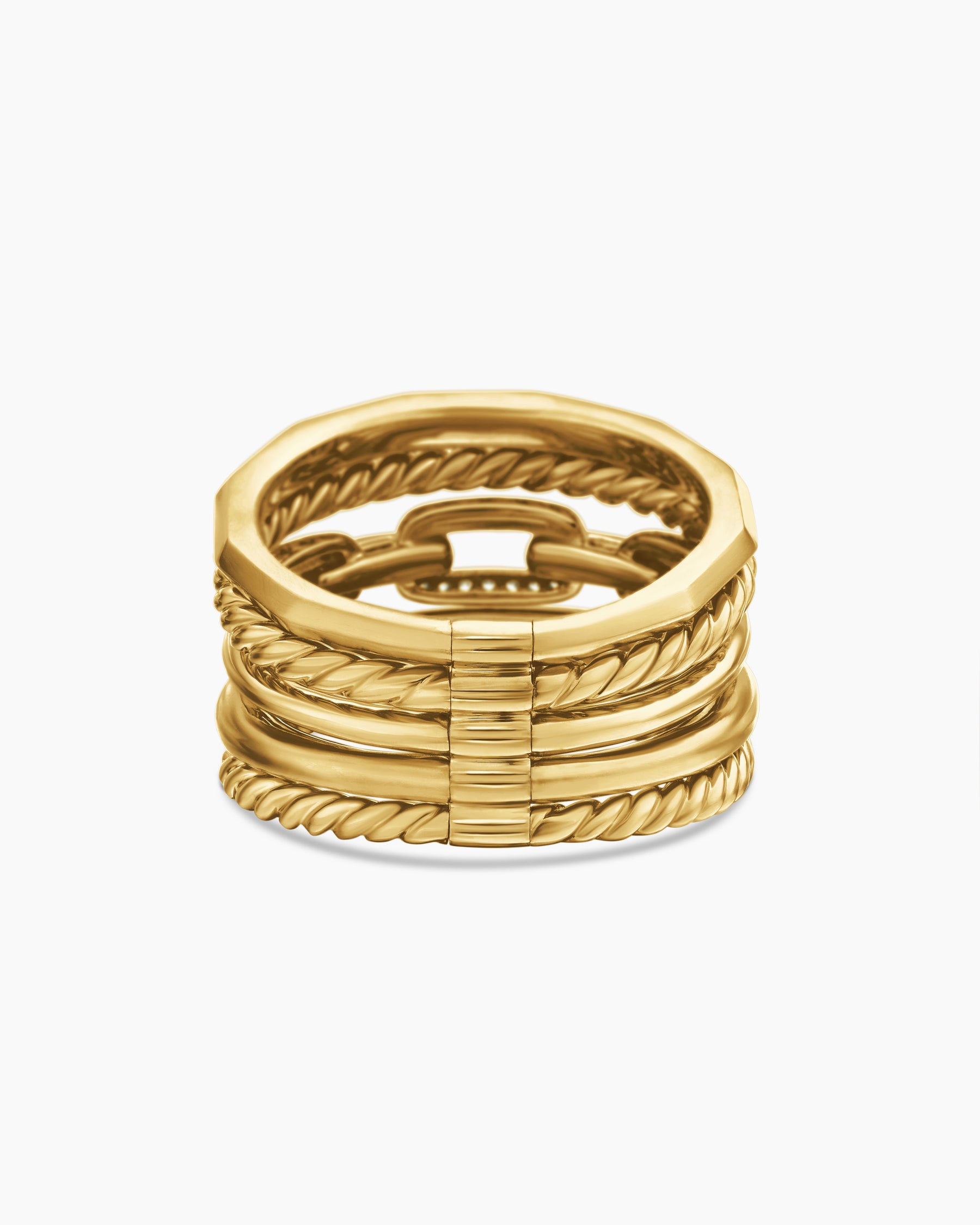Stax Five Row Ring in 18K Yellow Gold with Diamonds, 15mm - Image 6