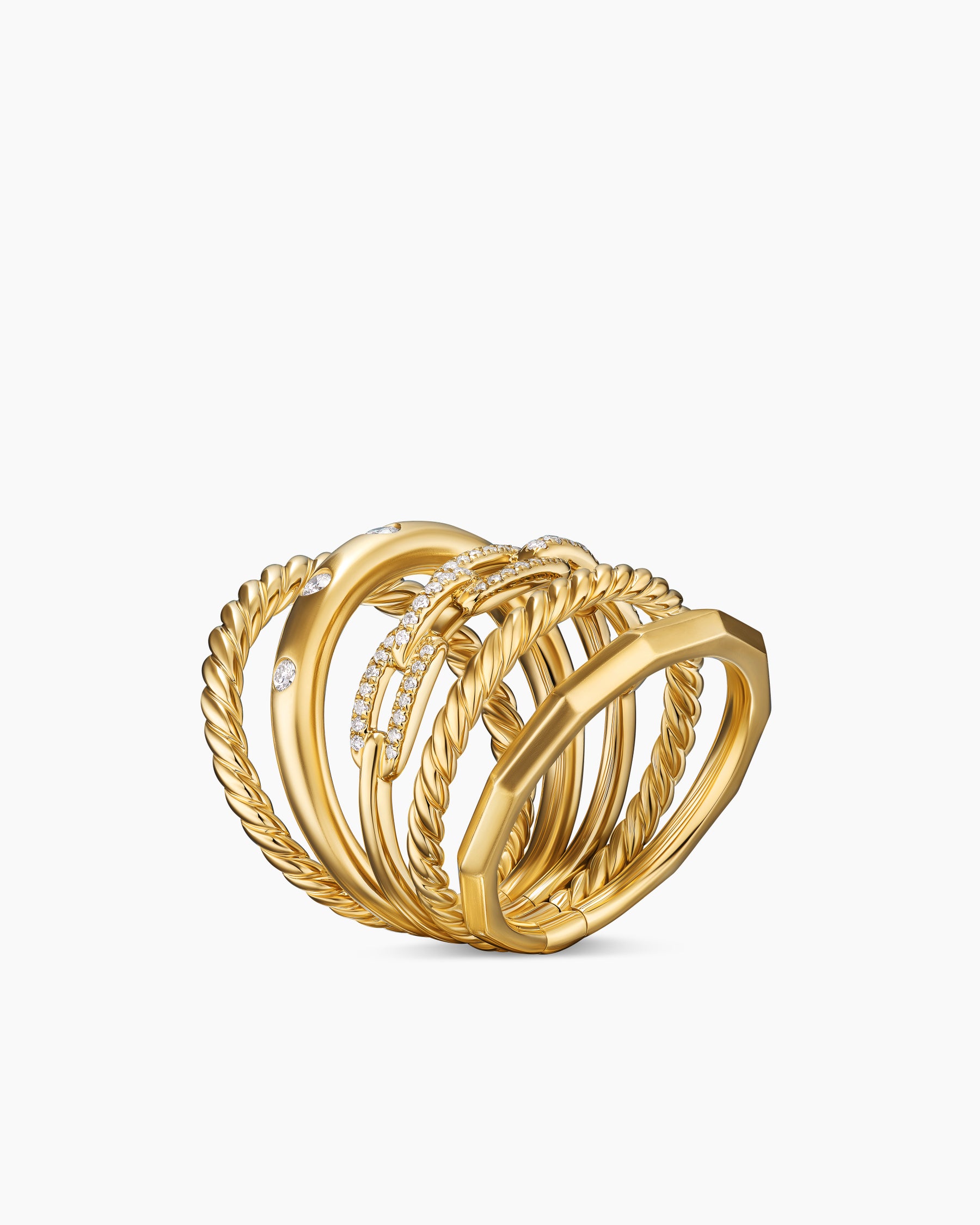 Stax Five Row Ring in 18K Yellow Gold with Diamonds, 15mm - Image 7