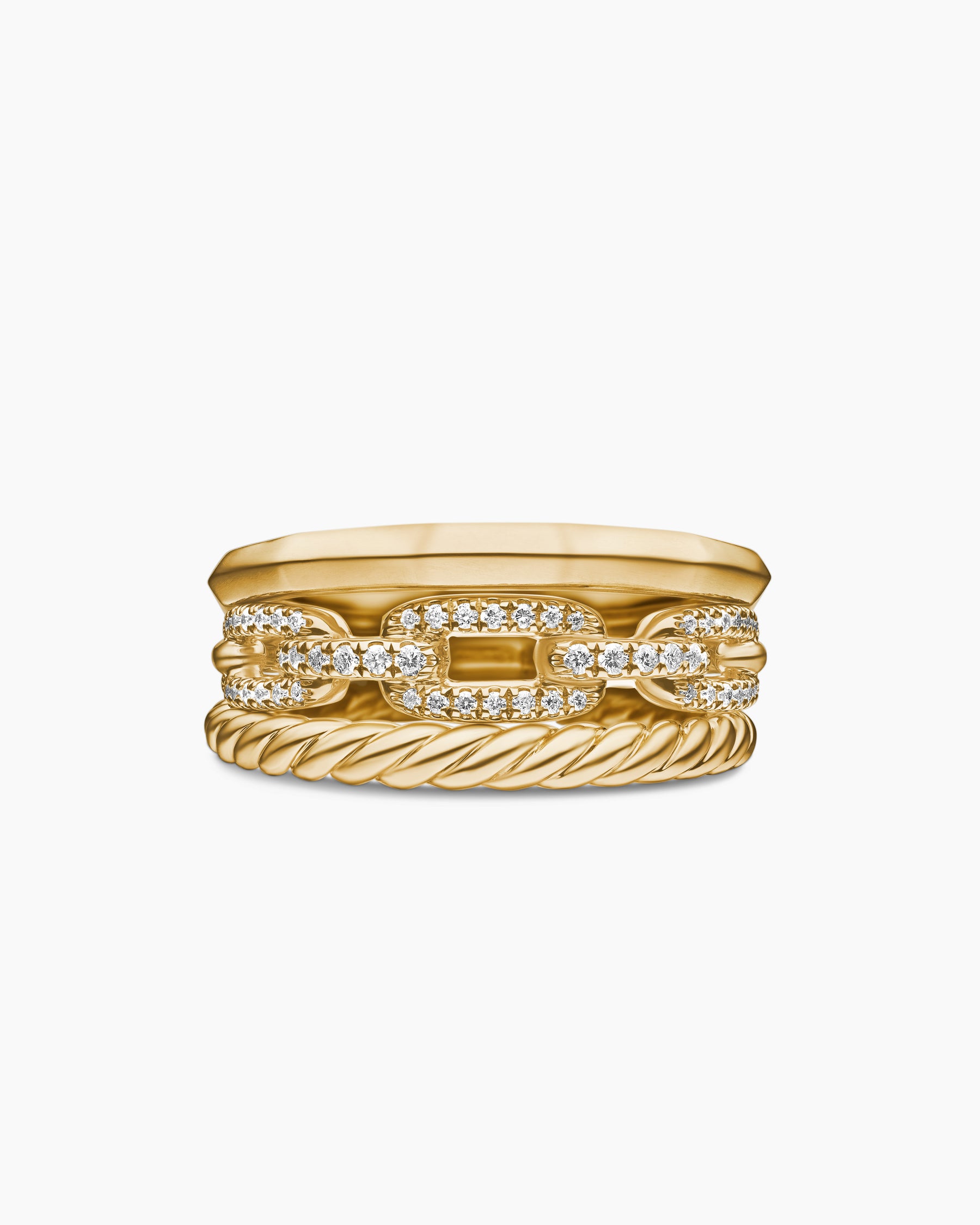 Stax Three Row Ring in 18K Yellow Gold with Diamonds, 9.5mm - Image 4