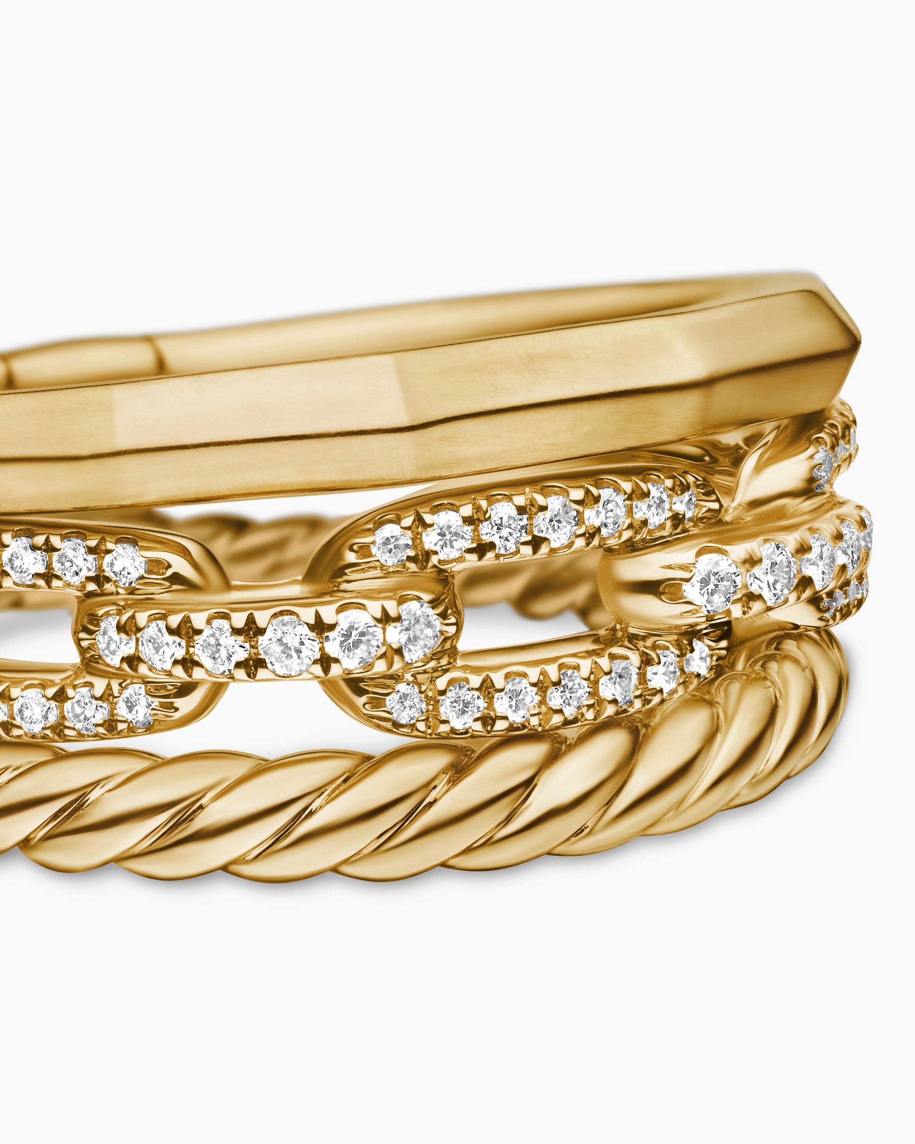 Stax Three Row Ring in 18K Yellow Gold with Diamonds, 9.5mm - Image 5