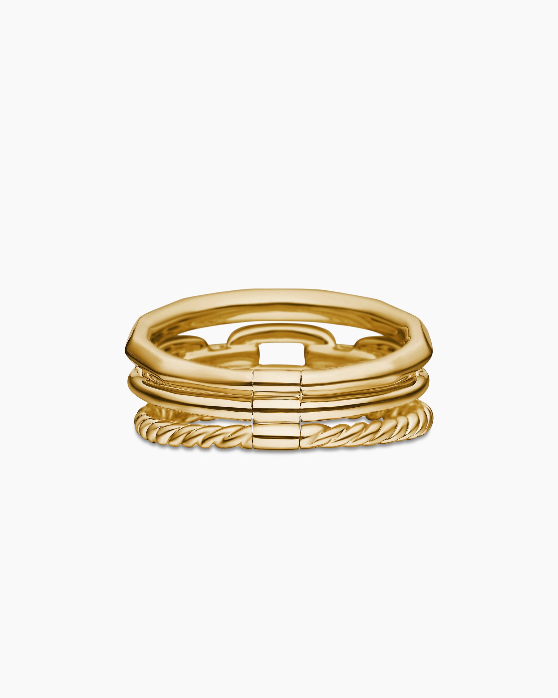 Stax Three Row Ring in 18K Yellow Gold with Diamonds, 9.5mm - Image 6