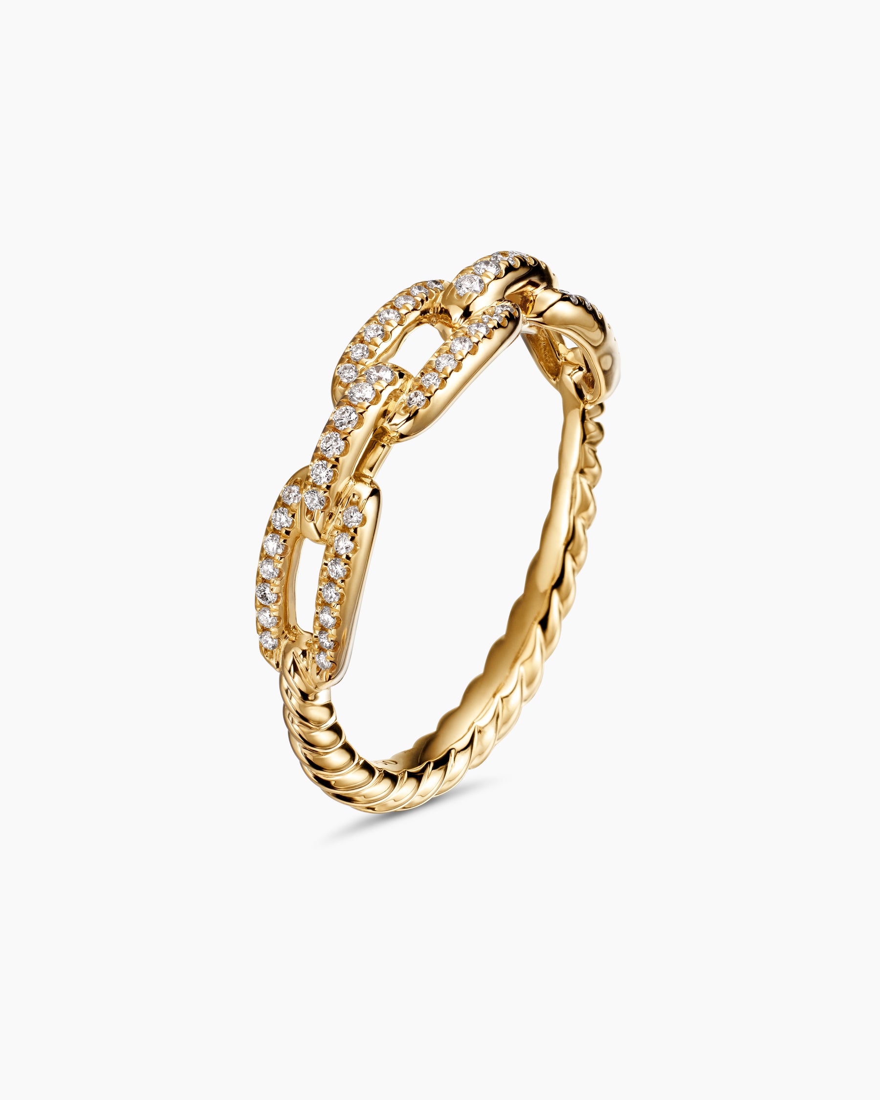 Stax Chain Link Ring in 18K Yellow Gold with Diamonds, 4.5mm - Image 3
