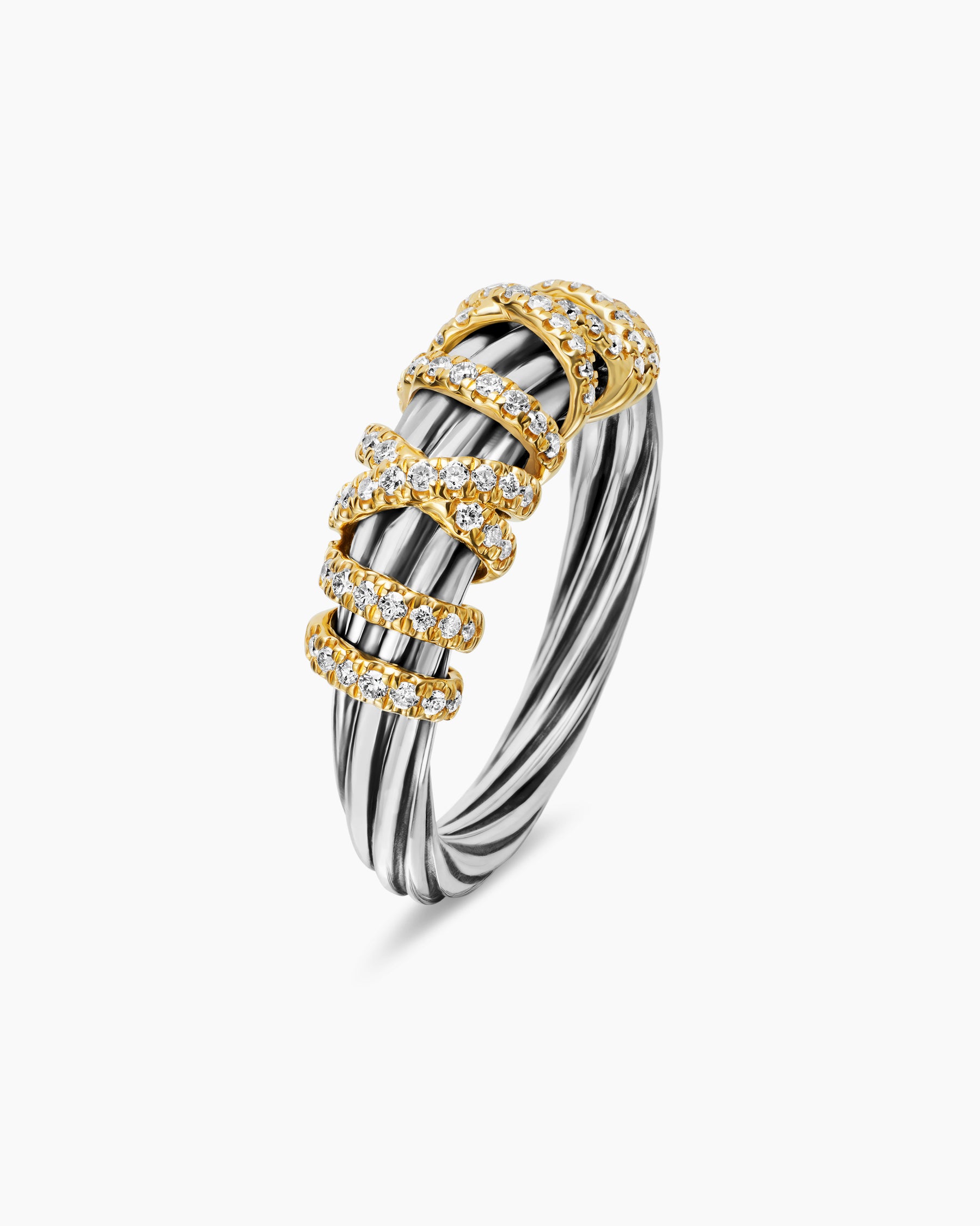 Helena Ring in Sterling Silver with 18K Yellow Gold and Diamonds, 7.7mm - Image 3