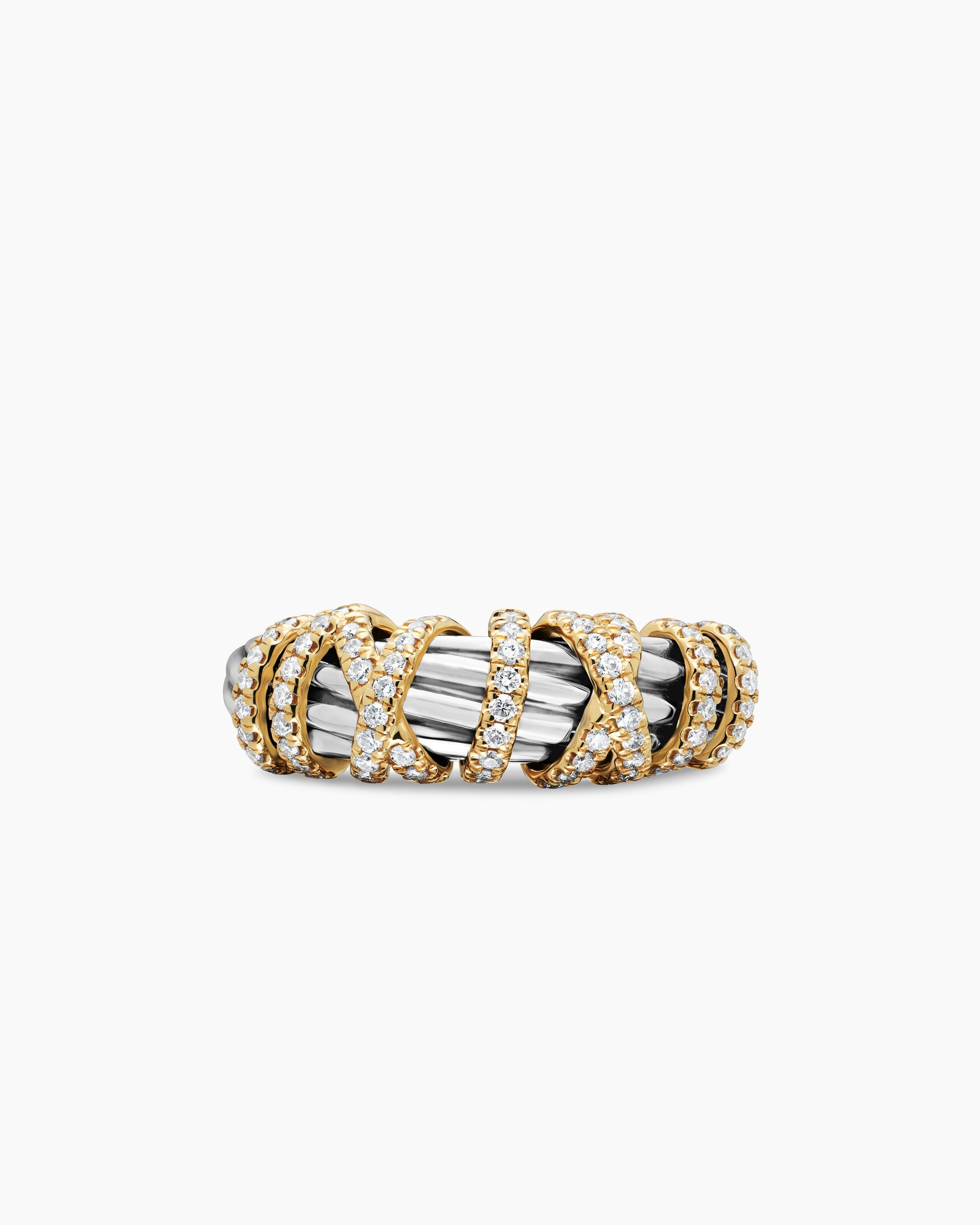 Helena Ring in Sterling Silver with 18K Yellow Gold and Diamonds, 7.7mm - Image 4