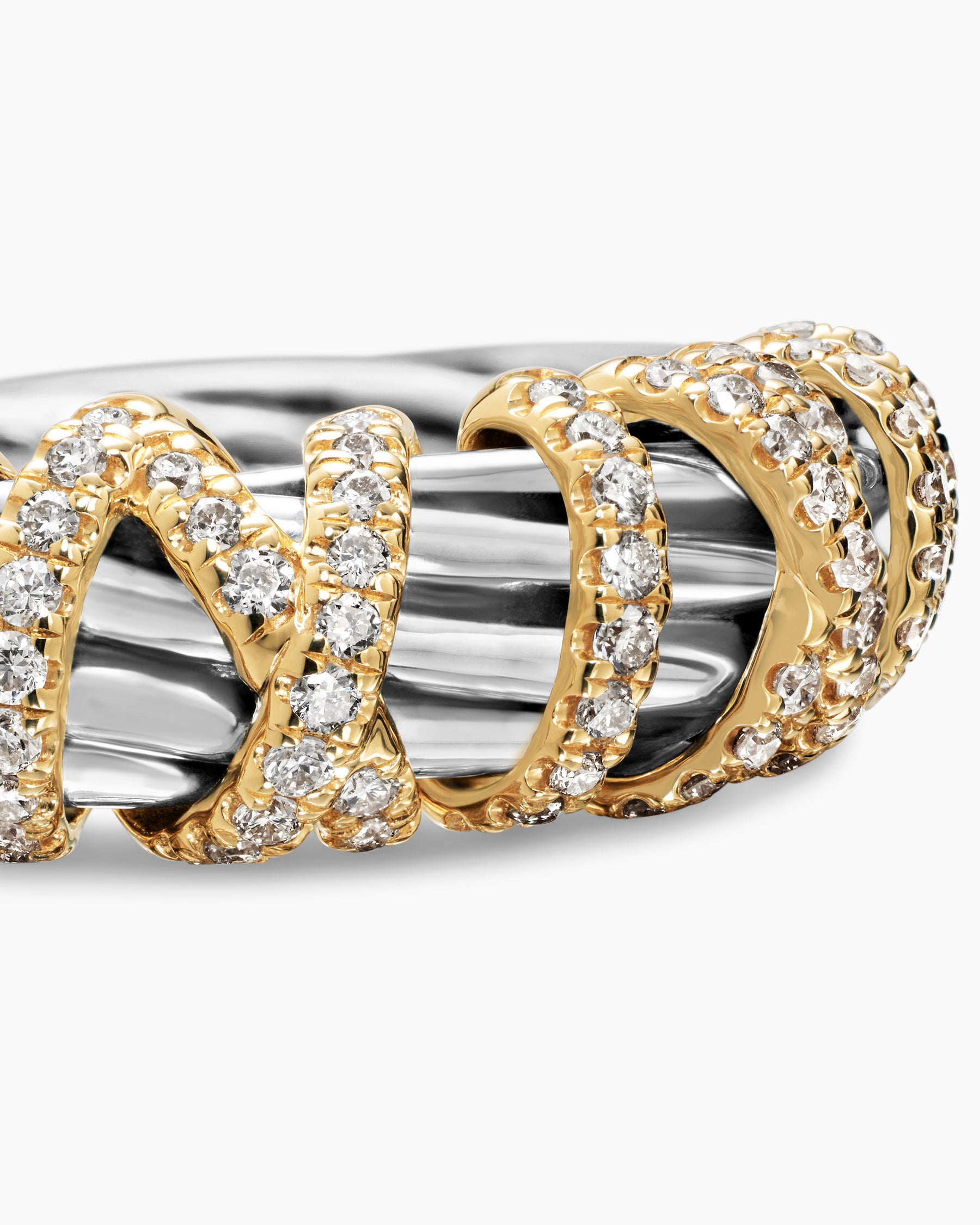 Helena Ring in Sterling Silver with 18K Yellow Gold and Diamonds, 7.7mm - Image 5