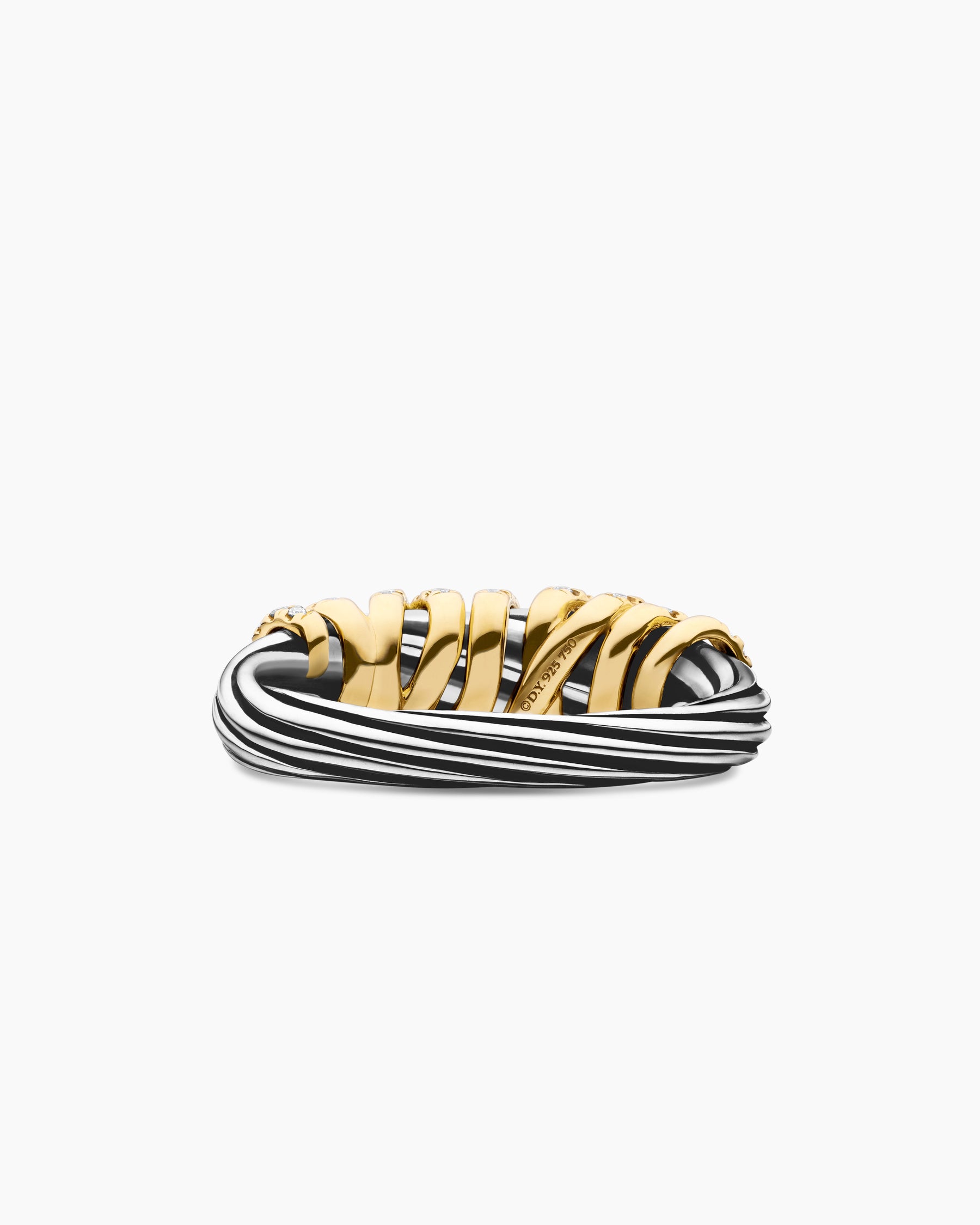 Helena Ring in Sterling Silver with 18K Yellow Gold and Diamonds, 7.7mm - Image 6