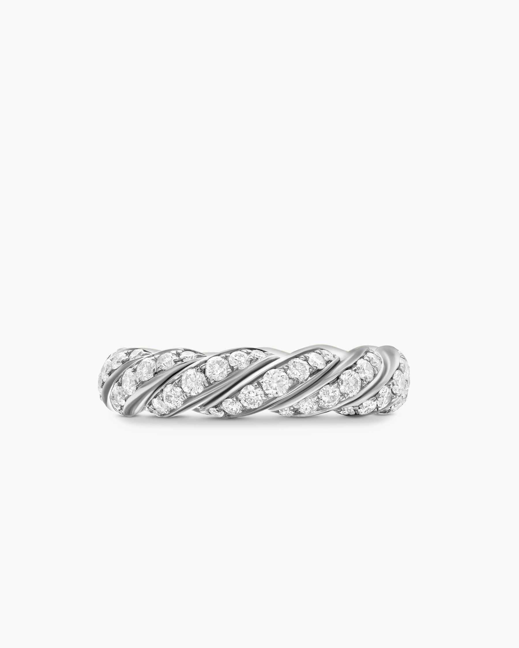 Sculpted Cable Flex Band Ring in 18K White Gold with Diamonds, 5mm - Image 4