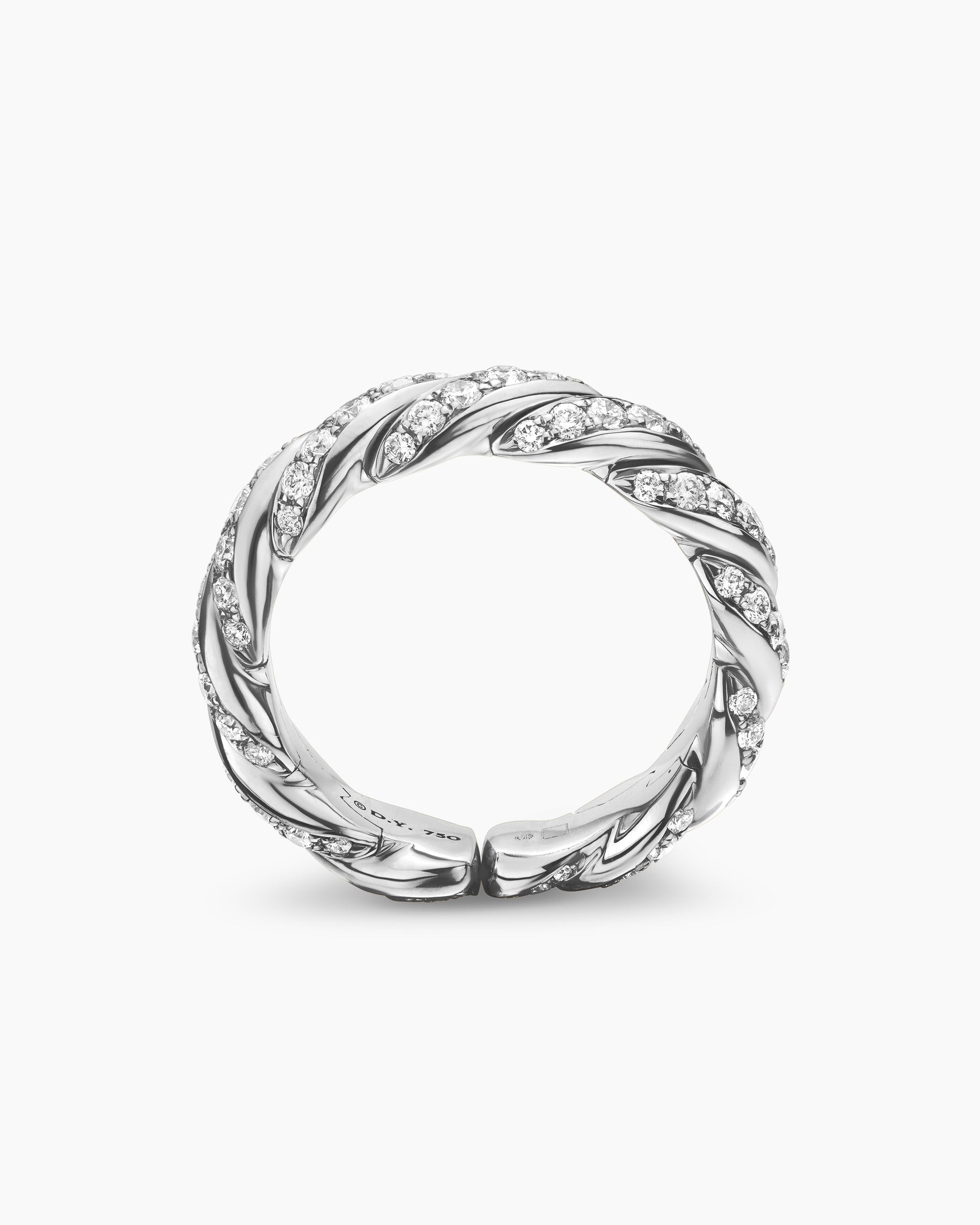 Sculpted Cable Flex Band Ring in 18K White Gold with Diamonds, 5mm - Image 5