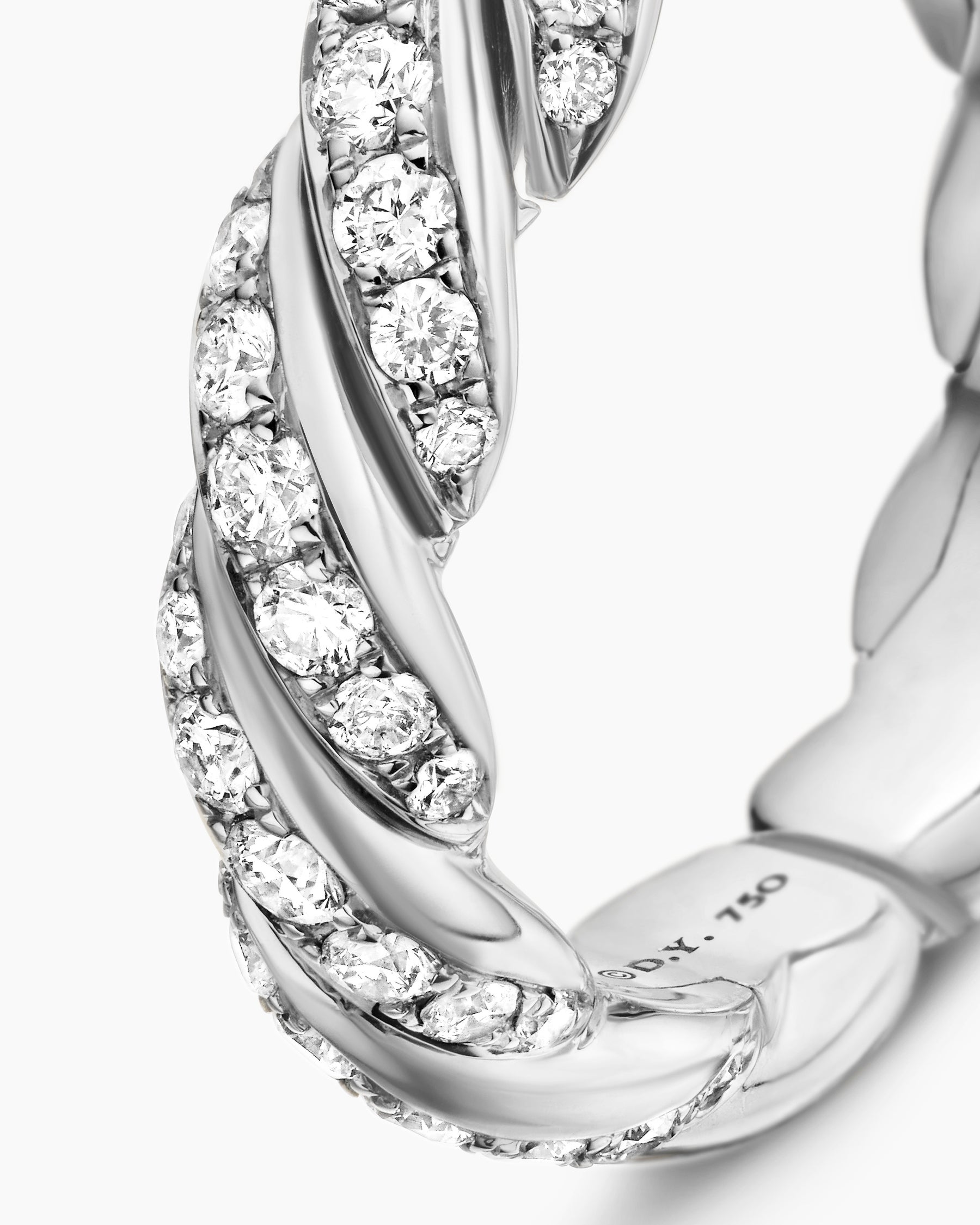Sculpted Cable Flex Band Ring in 18K White Gold with Diamonds, 5mm - Image 6