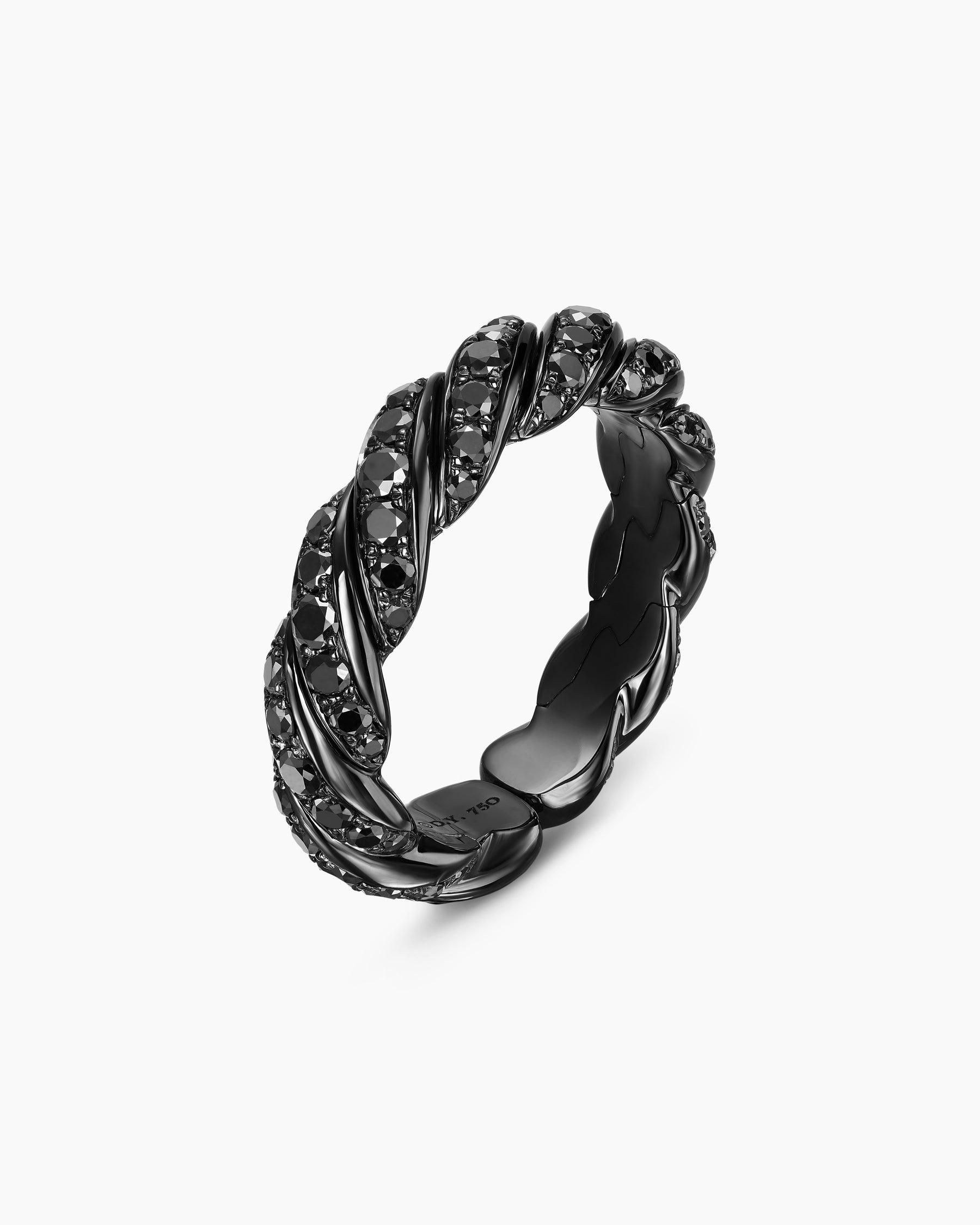 Sculpted Cable Flex Band Ring in 18K White Gold with Black Rhodium and Black Diamonds, 5mm - Image 3