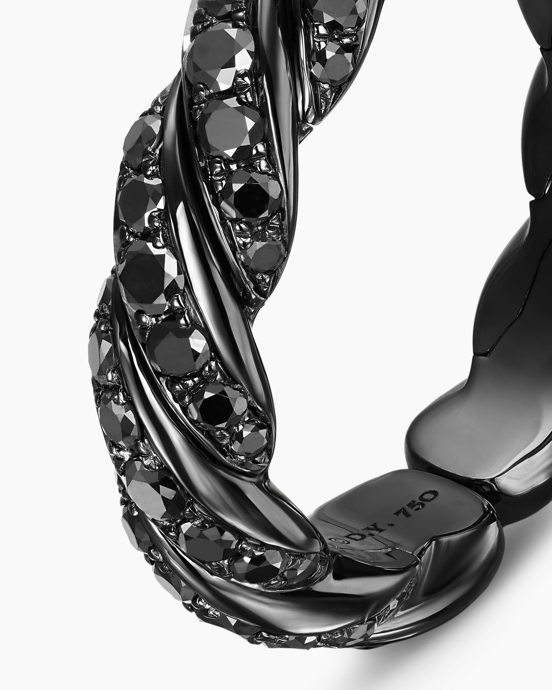 Sculpted Cable Flex Band Ring in 18K White Gold with Black Rhodium and Black Diamonds, 5mm - Image 5